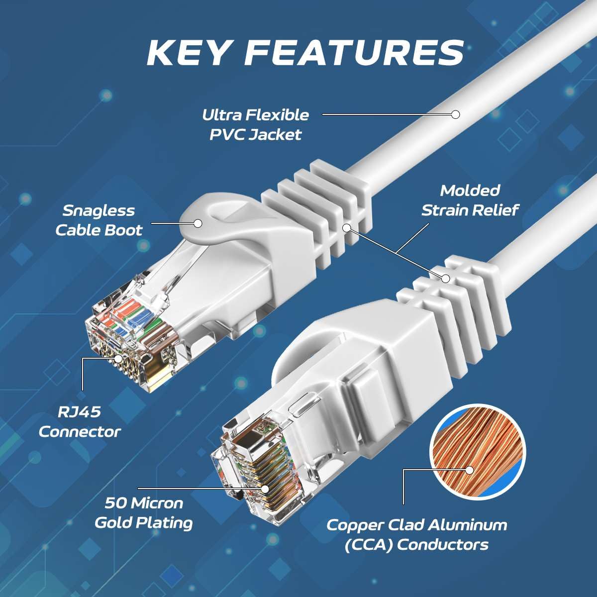 Cables Direct Online Black 200Ft Cat6 Ethernet Network Cable Rj45 Internet Modem Patch Cord