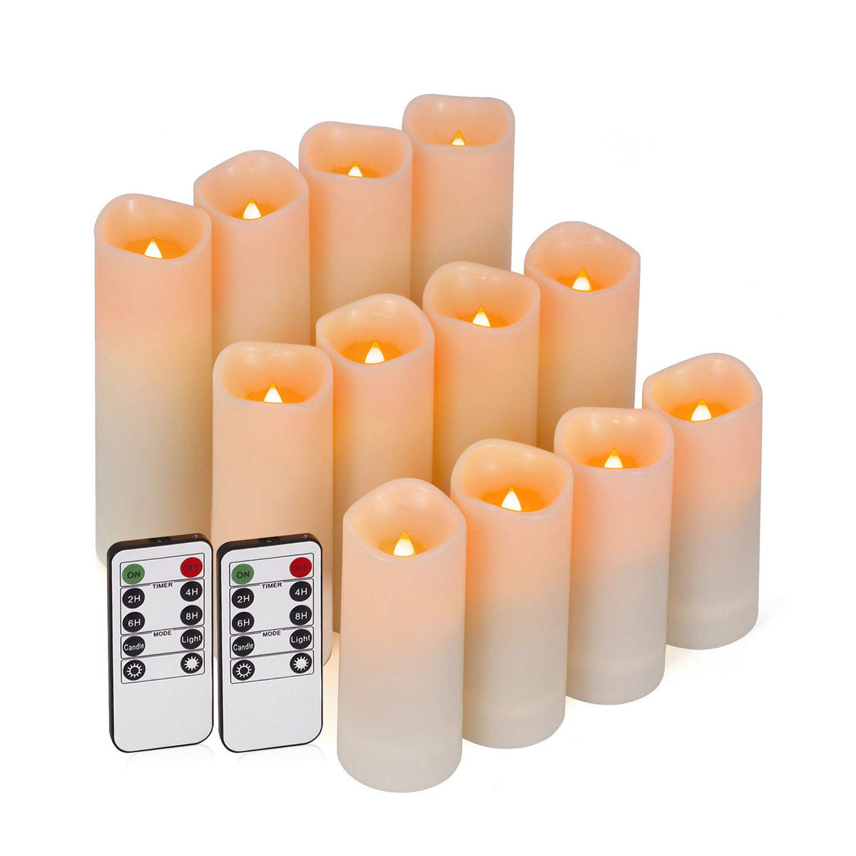 Enido Flameless Waterproof Led Candles, Battery Operated With 10-Key Remotes And Cycling 24 Hours Timer For Outdoor, Indoor, Wed