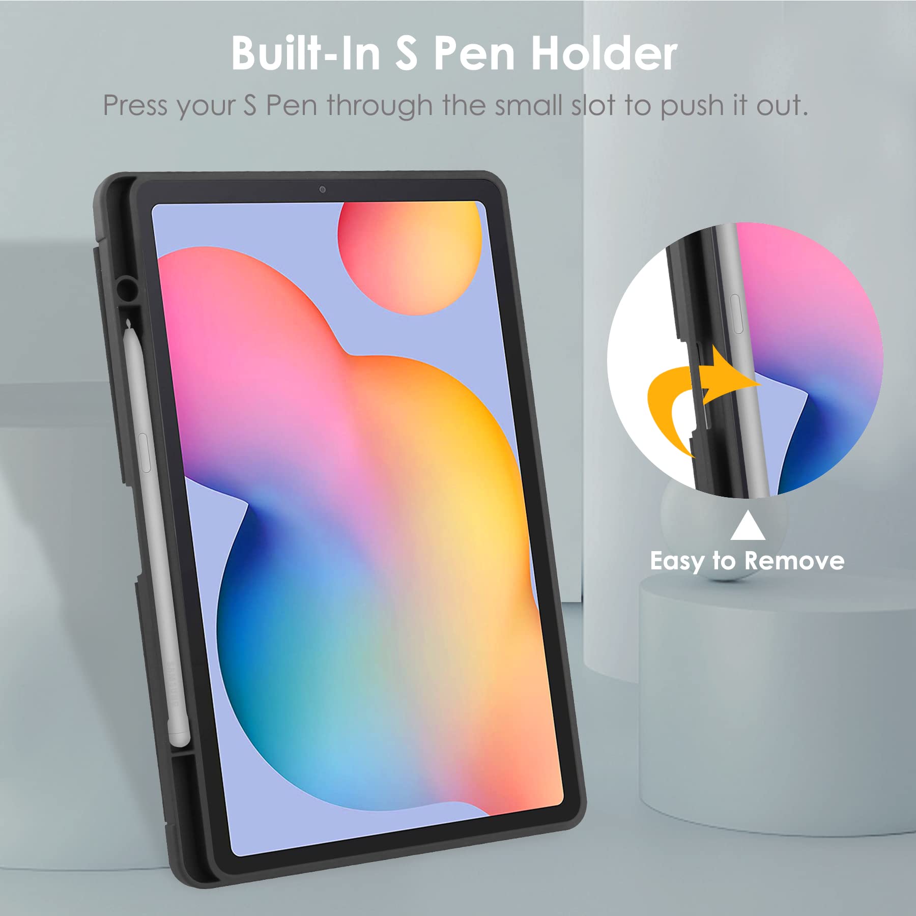 Kuroko Galaxy Tab S6 Lite 10.4 2022/2020/2024 Sleep Case With Pen Holder Ultra Slim Lightweight Shockproof Cover With Clear Tran