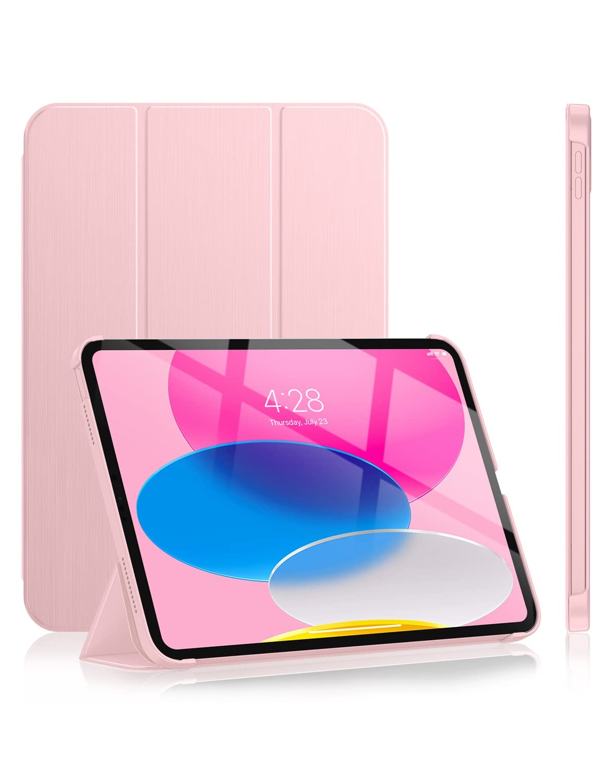 Soke Case For Ipad 10Th Generation(10.9 Inch,2022)   [Smart Cover Auto Wake/Sleep + Slim Trifold Stand], Premium Protective Hard Pc Back Cover For New Apple Ipad 10.9 Inch   Pink