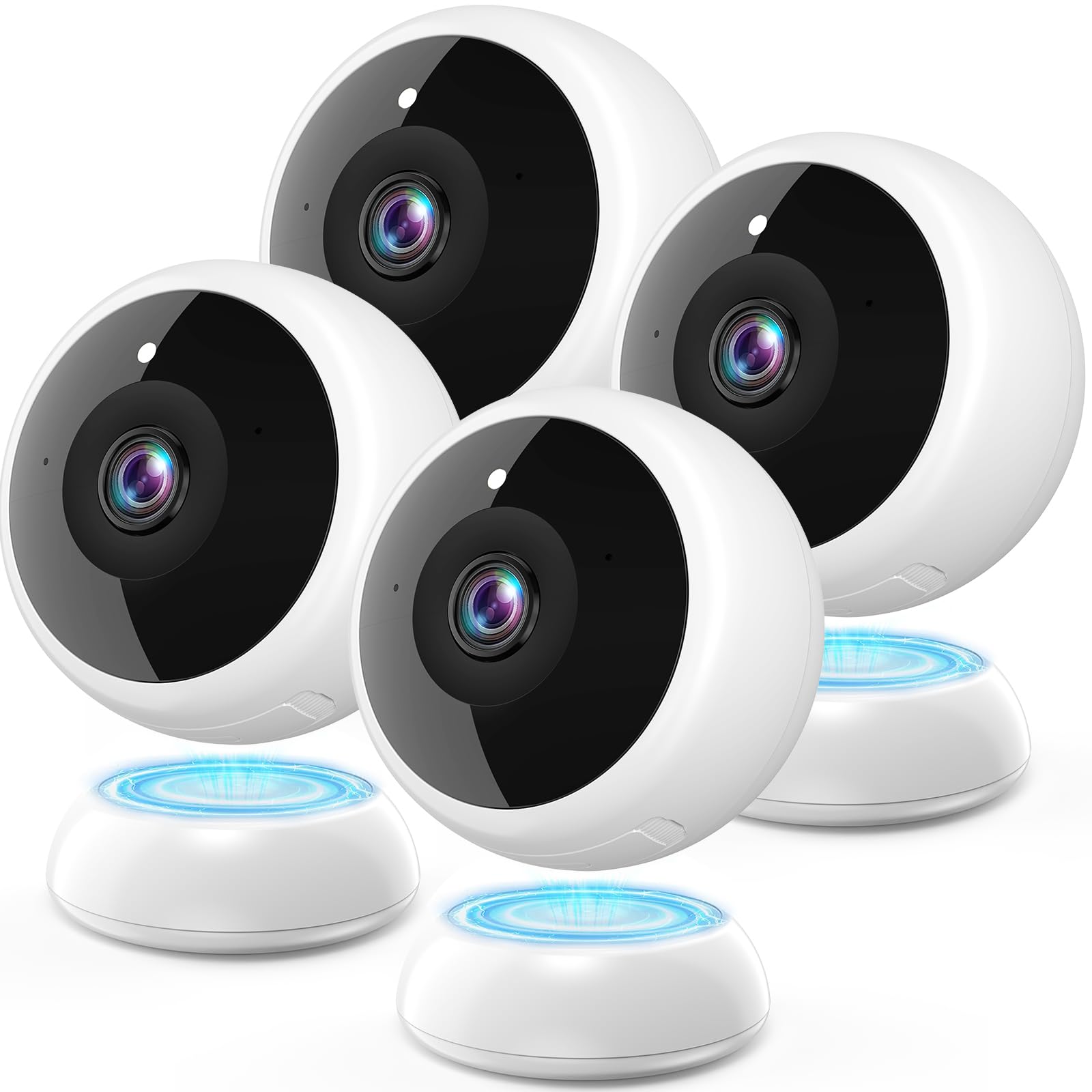 Thybro 4Pack Magnetic Security Camera : No Drill Install 1Min 12KG Pull for Iron Door Refrigerator - Connect Wi-Fi 10S No Lag In