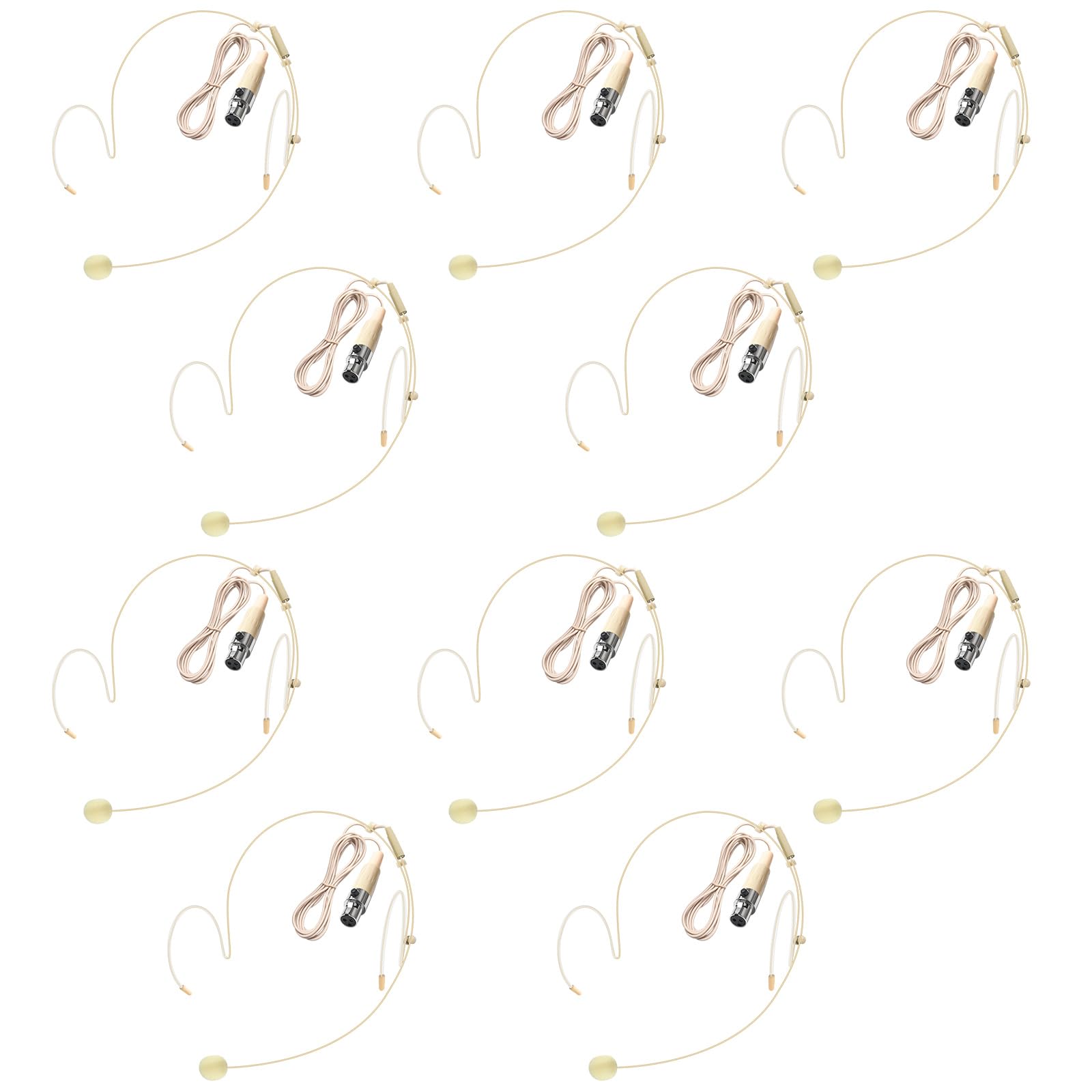 10 Pack Double Earset Headset Microphone Mini XLR Mic 3 Pin TA3F Plug Headworn Over Ear Hanging Condenser Mic in Ear Back Electr