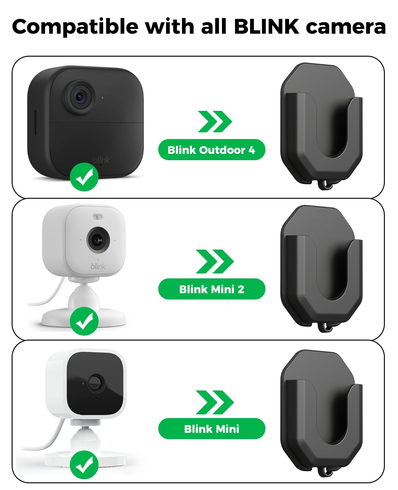 Kmouants 3 Pack Blink Camera No Drill No Screws Wall Mount Bracket For Blink Mini/Mini 2 /Blink Outdoor 4 /Blink Indoor Cameras,