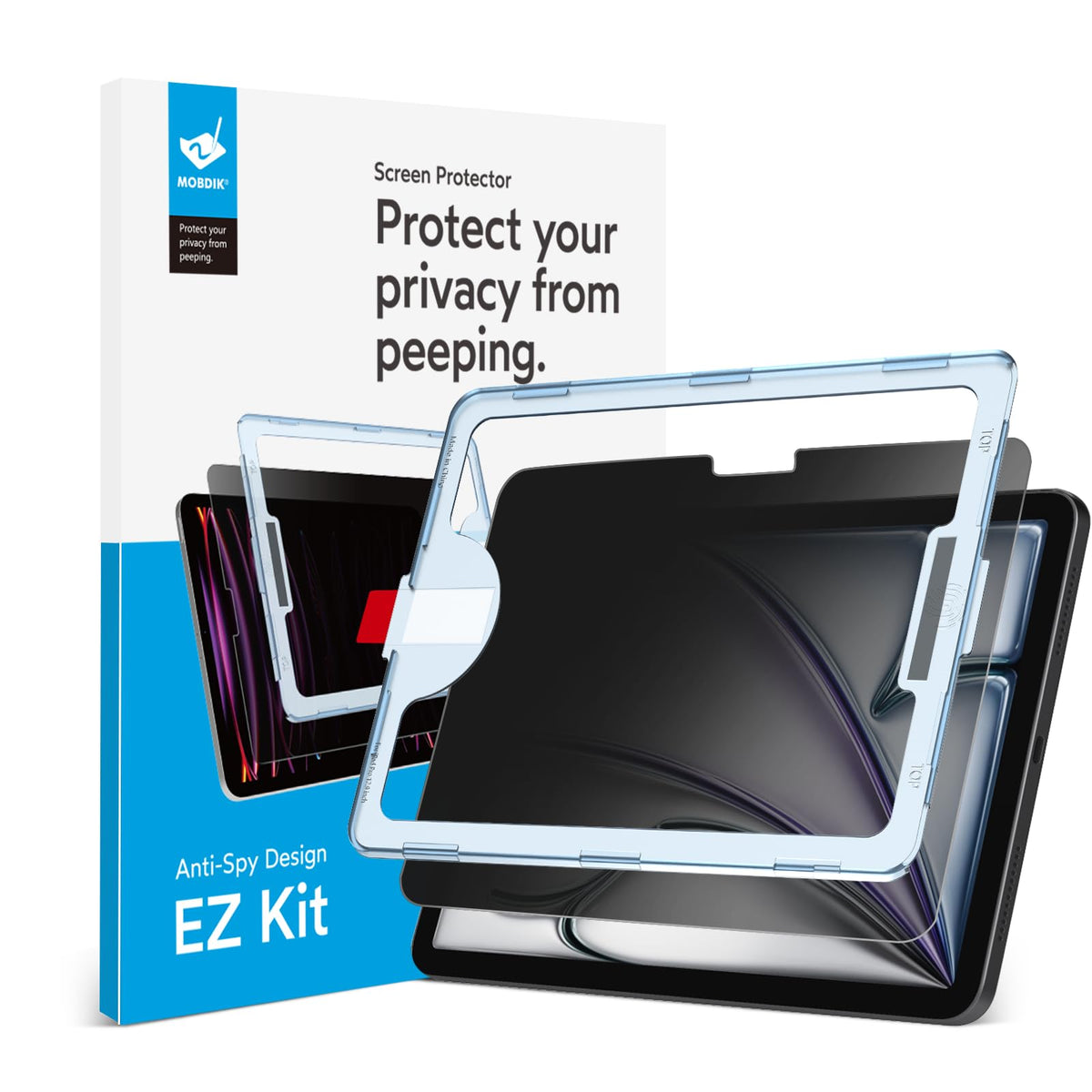 Mobdik Privacy Screen Protector Compatible With Ipad Air 13 Inch 2024 M2 [Anti Spy] [9H Tempered Glass] [Ez Kit]   1 Pack