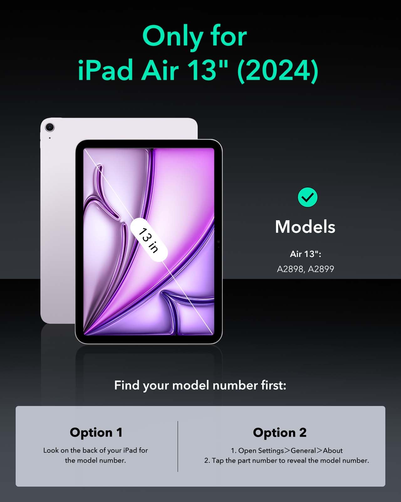 Esr For Ipad Air 13 Inch Case (2025/2024) M3/M2, Removable Magnetic Cover, Adjustable Portrait/Landscape Stand With Raised Screen View, 9 Standing Angles, Shift Series, Black