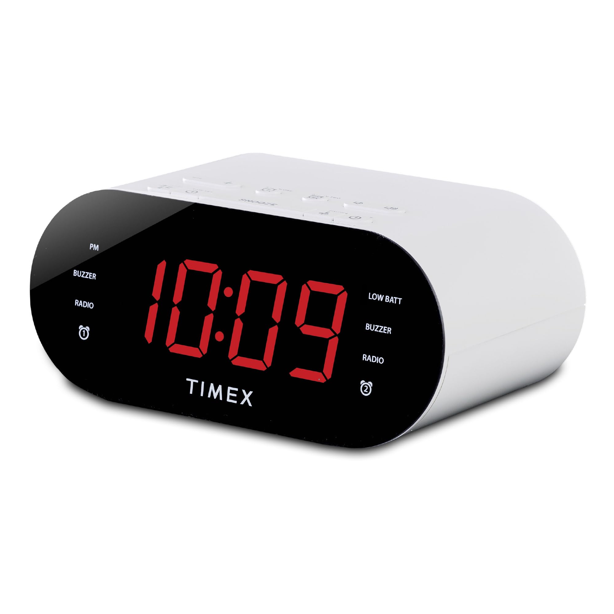 Timex Alarm Clock With Am/Fm Radio And 20 Station Presets, Digital Clock Radio With Dual Alarms, Programmable Timer, Snooze, Aux