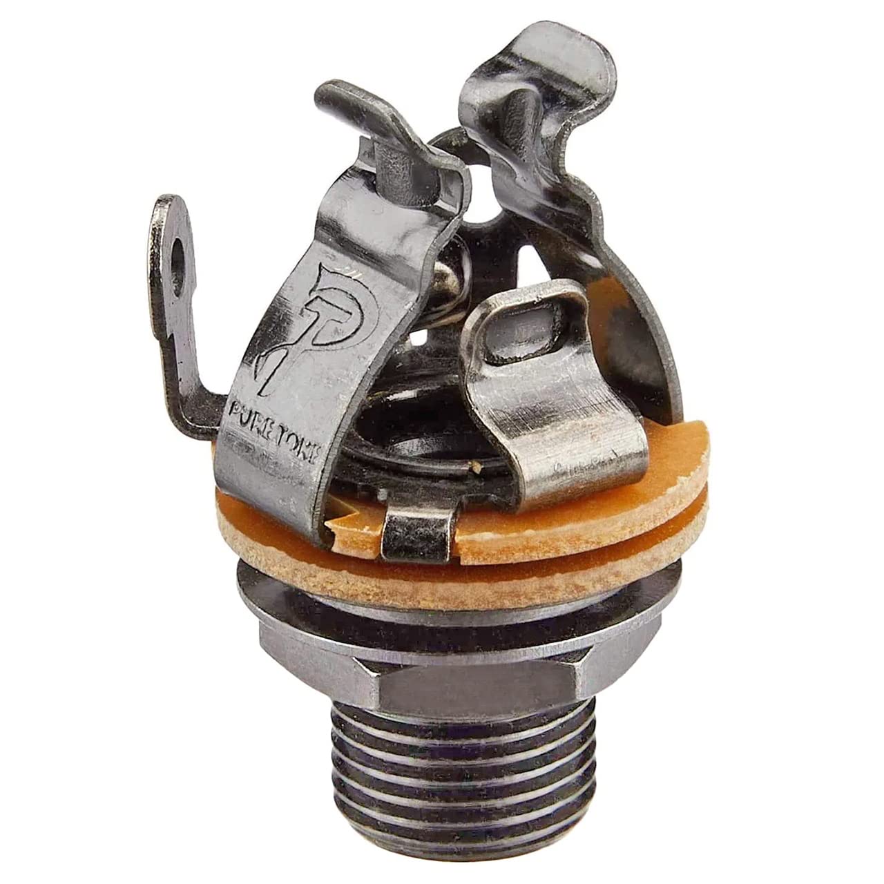 Pure Tone Multi Contact 1/4 Inch Mono Output Jack | Black Nickel | Dual Tension Grounds & Dual Positive Tips For Optimal Signal,