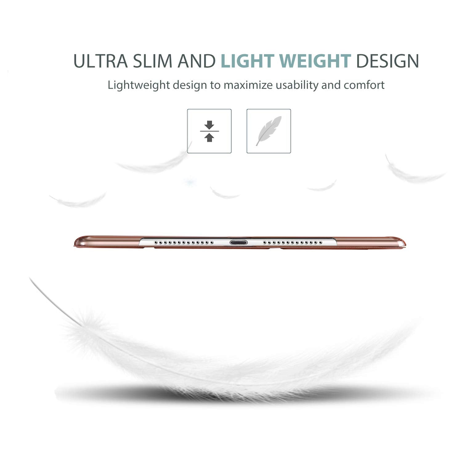 Procase Smart Case For Ipad Mini 5Th Generation(2019 Model), Lightweight Cover With Auto Sleep/Wake For Ipad Mini 5 -Rosegold