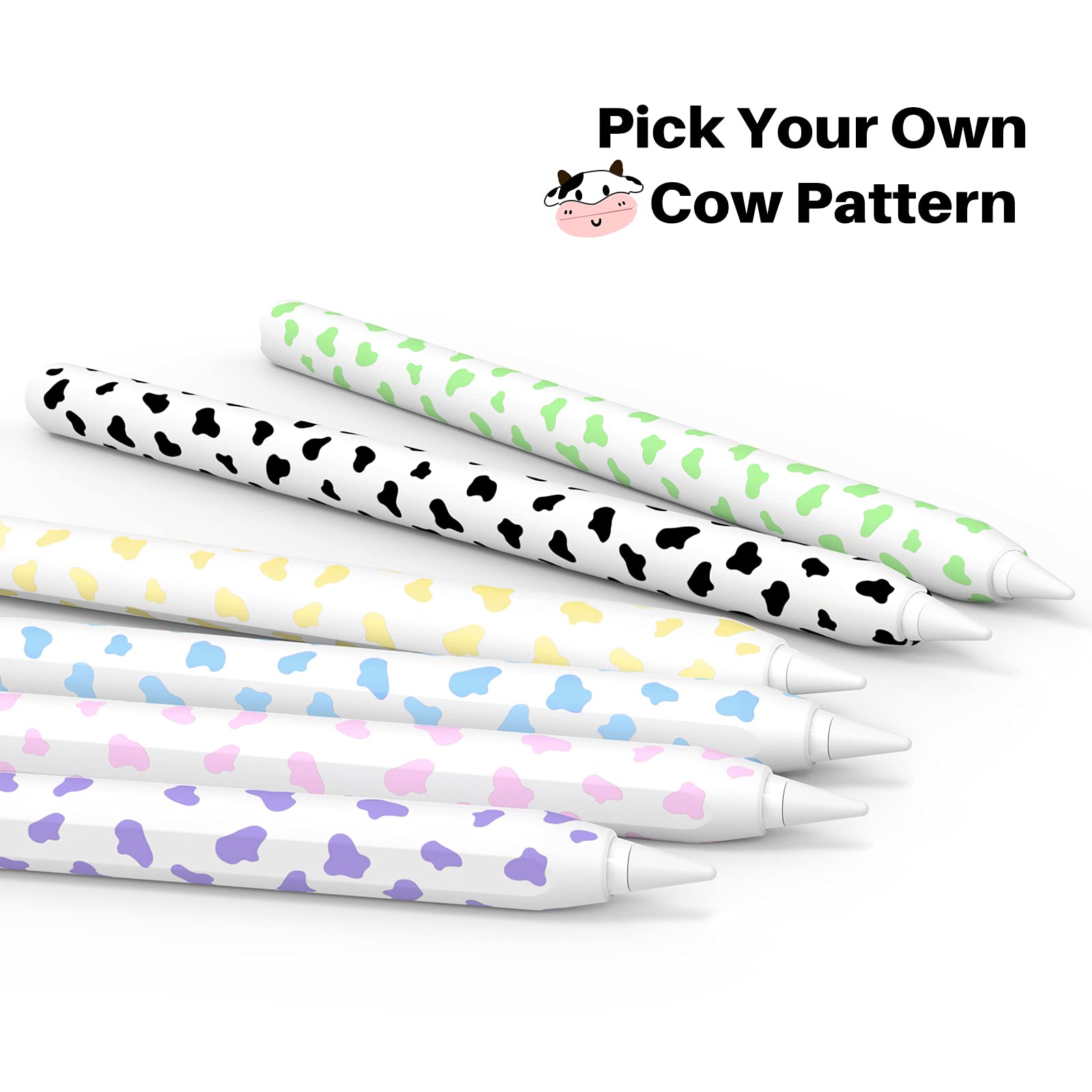Niutrendz Cow Print Case For Apple Pencil 2Nd Generation Case Cover Silicone Protective Sleeve Skin Accessories With 10Pcs Apple