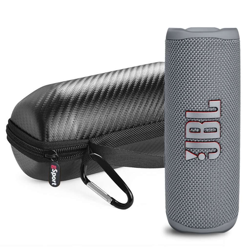 JBL FLIP 6 Waterproof Portable Speaker Bundle with gSport Carbon Fiber Case (Gray)