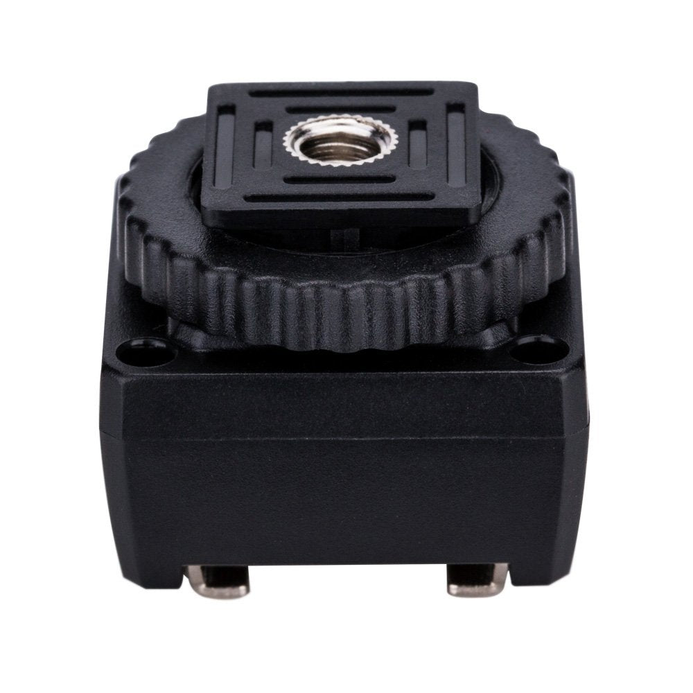 Jjc Standard Hot Shoe Adapter With Extra Pc Sync Connection Port & 3.5Mm Mini Phone Connection Port For Connecting Cameras To Ad