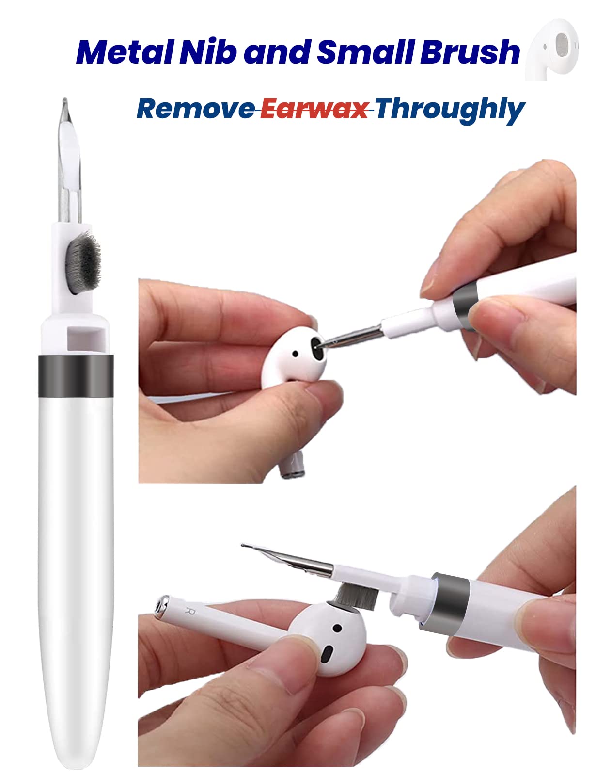 Ahero 4 In 1 Cleaner Kit For Airpods, Cleaning Pen For Earphones, Cleaning Tool For Charging Case And Headphones (Black)