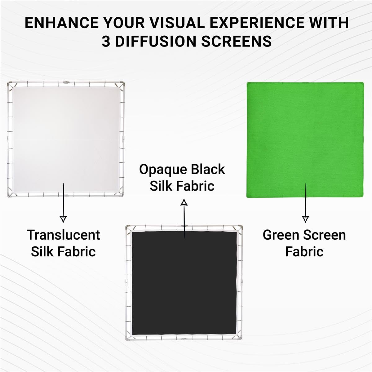 Glow 8X8' Butterfly Light Modifier Scrim Kit W/Lightweight Collapsible Aluminum Frame, Three Diffuser Screen Fabric And Carry Ca