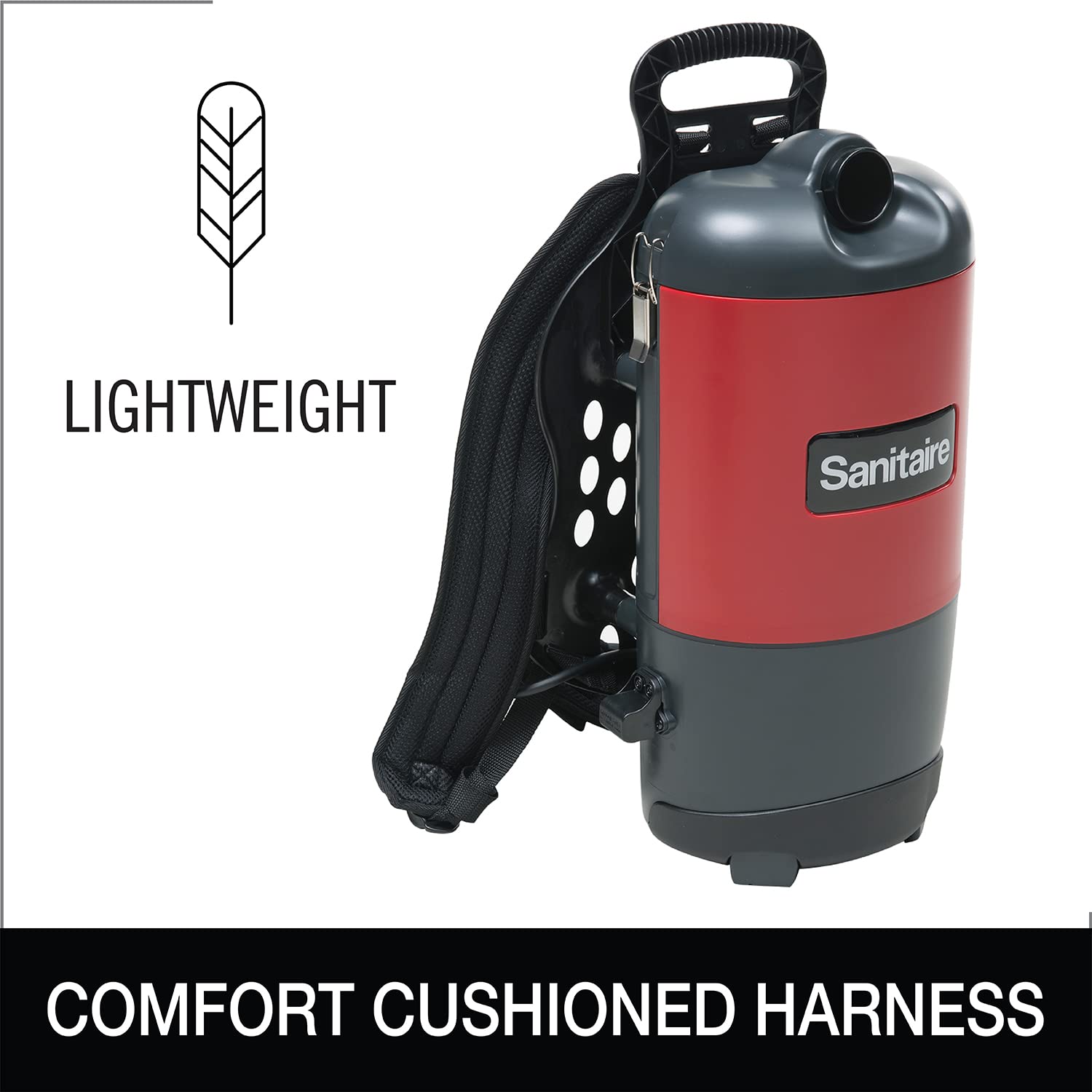 Sanitaire Eursc412B Quiet Clean Backpack Lightweight Vacuum, 8.5 Amps Power, 21'' Length X 10 1/2'' Width X 10 1/2'' Height, Bla
