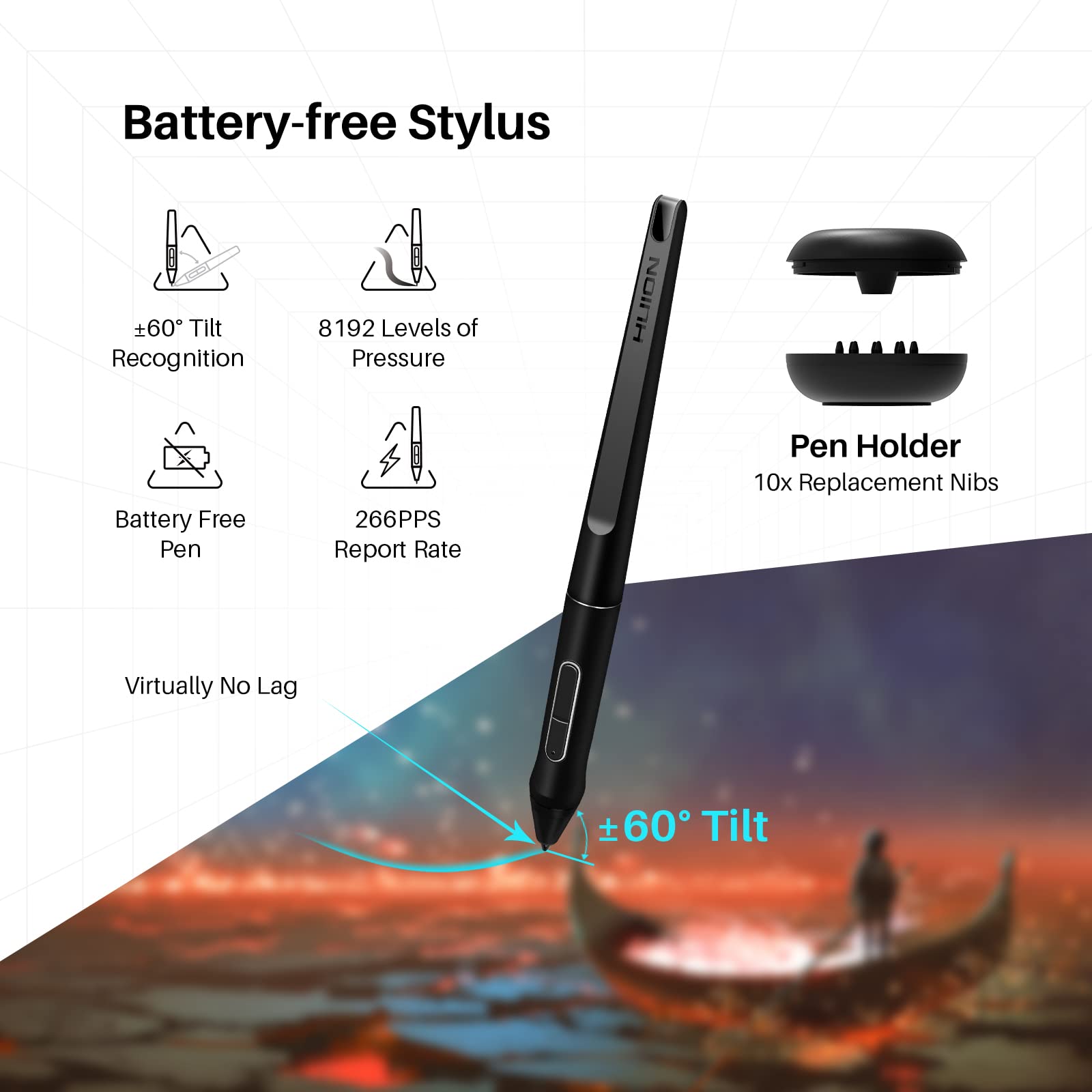 Huion Kamvas Pro 16 Drawing Tablet With Screen, 15.6 Inch Pen Display Anti-Glare Glass 6 Shortcut Keys Adjustable Stand, Graphic