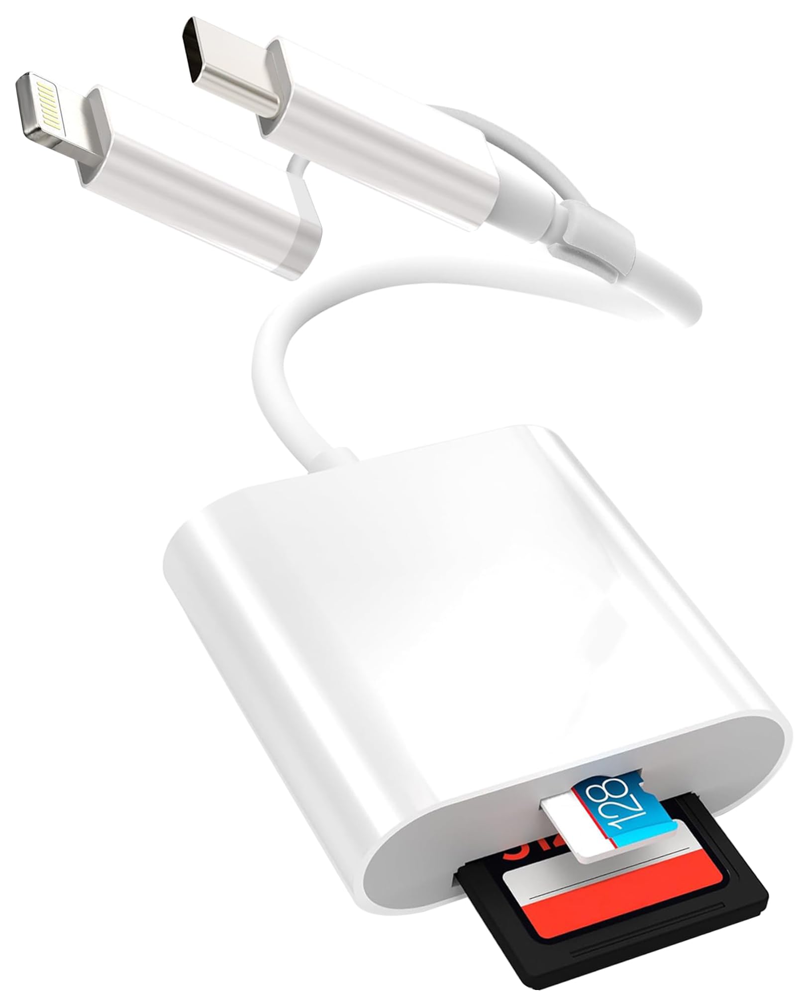 Sd Card Reader For Iphone Camera, Dual Connector Lightning/Usb C Memory Card Reader Support Sd/Tf Card, High Speed To Sd Card Ad