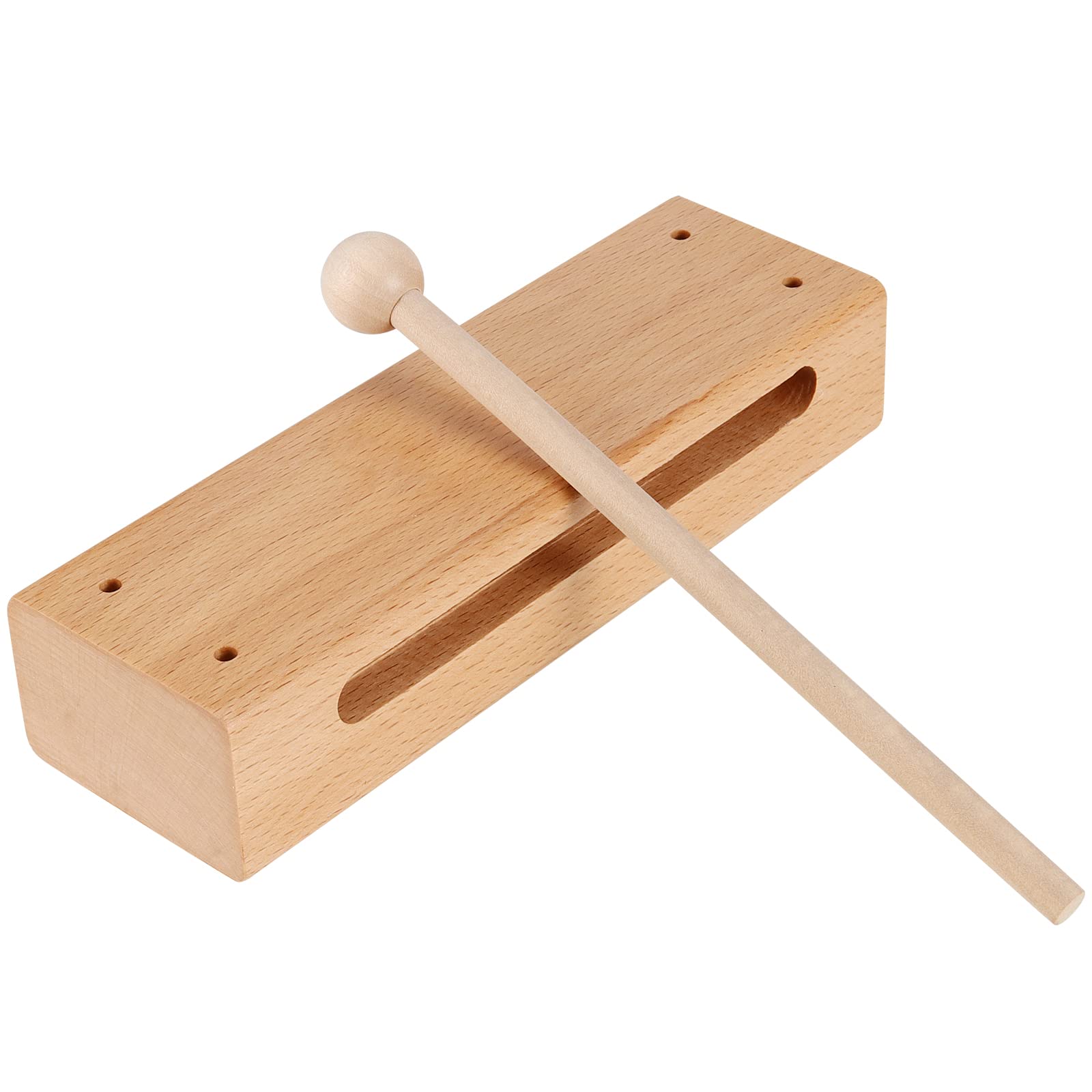 Sehoi 2 Pack 7 Inches Wood Rhythm Block, Musical Wood Block Percussion Instrument With Mallet, Solid Hardwood Percussion Rhythm