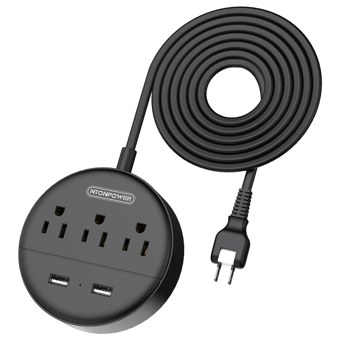 Ntonpower 2 Prong Power Strip, 2 Prong Extension Cord 15 Ft, 2 Prong To 3 Prong Outlet Adapter With Rotatable Plug, 3 Ac Outlets