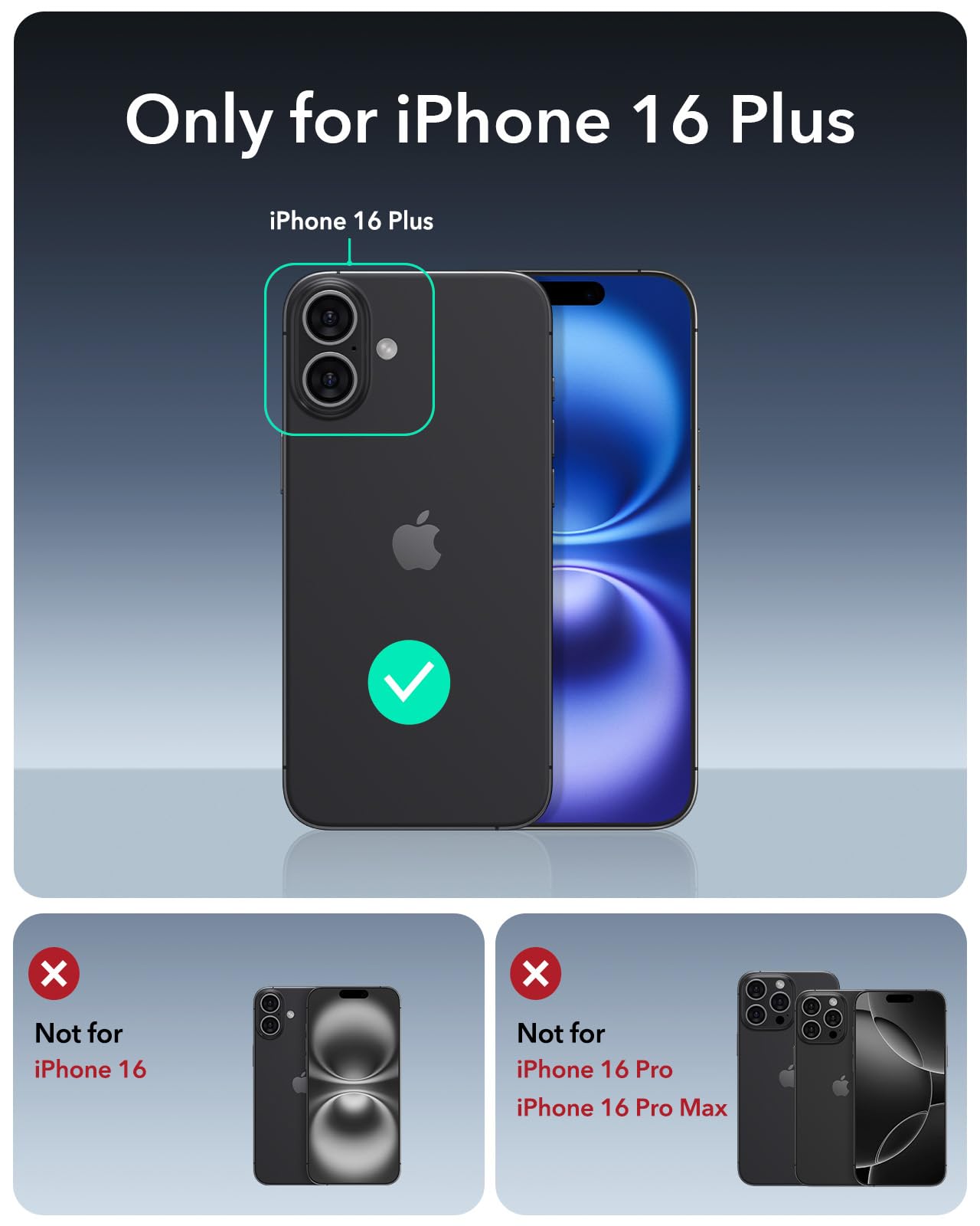 Esr For Iphone 16 Plus Case With Stand, 23Ft Military Grade Drop Protection, Heavy Duty Magnetic Phone Case, Compatible With Mag