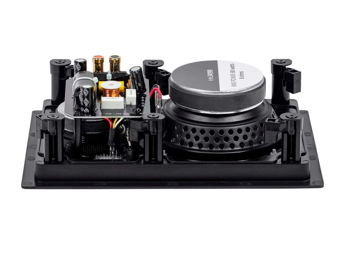 Monoprice 3 Way Carbon Fiber In Wall Speakers   6.5 Inch, Pair, With Magnetic Grille, Black   Alpha Series