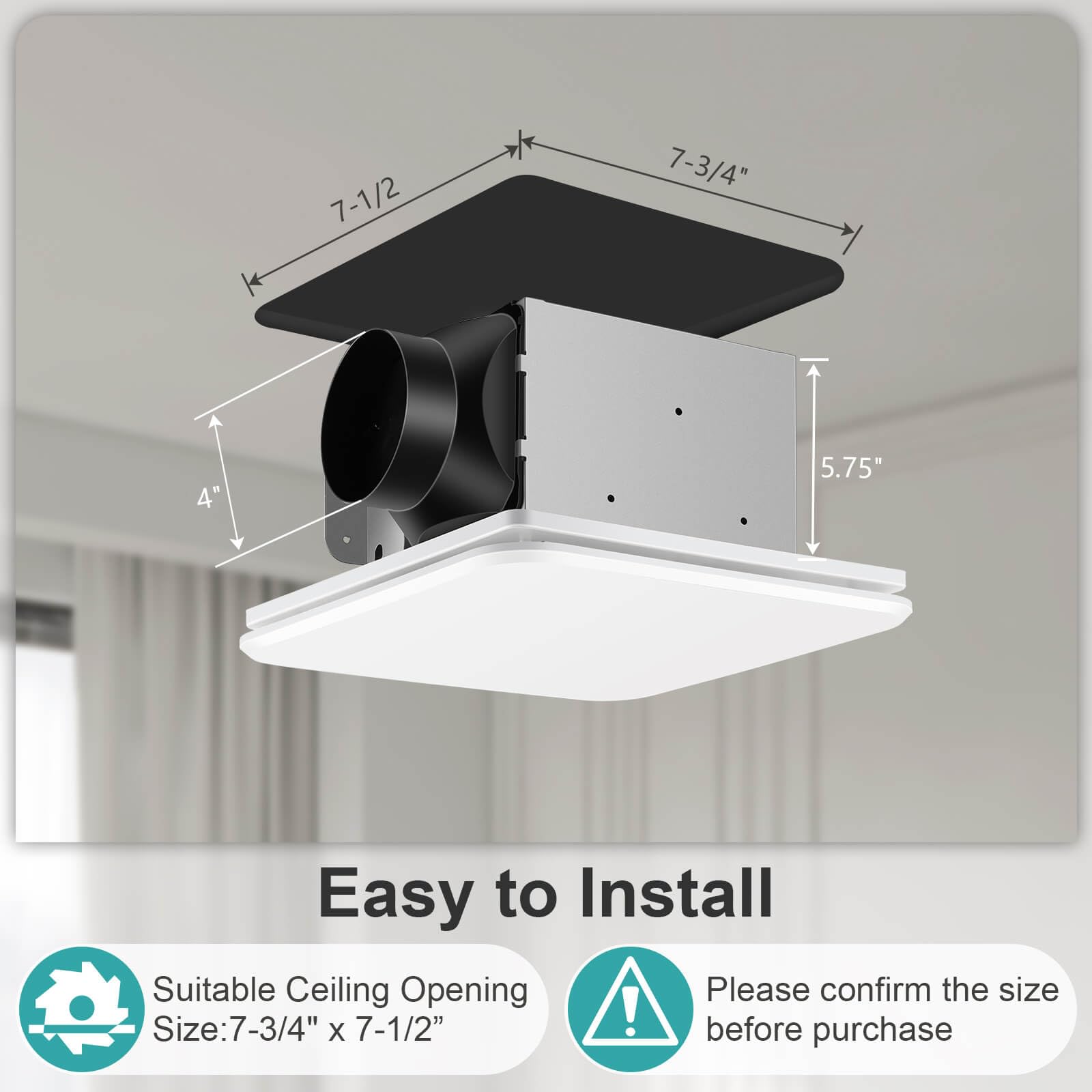Joeaonz Bathroom Exhaust Fan 110Cfm With Hidden Grille Design, 1.0 Sones Urtra Quiet Ceiling Ventilation Fan System   Household