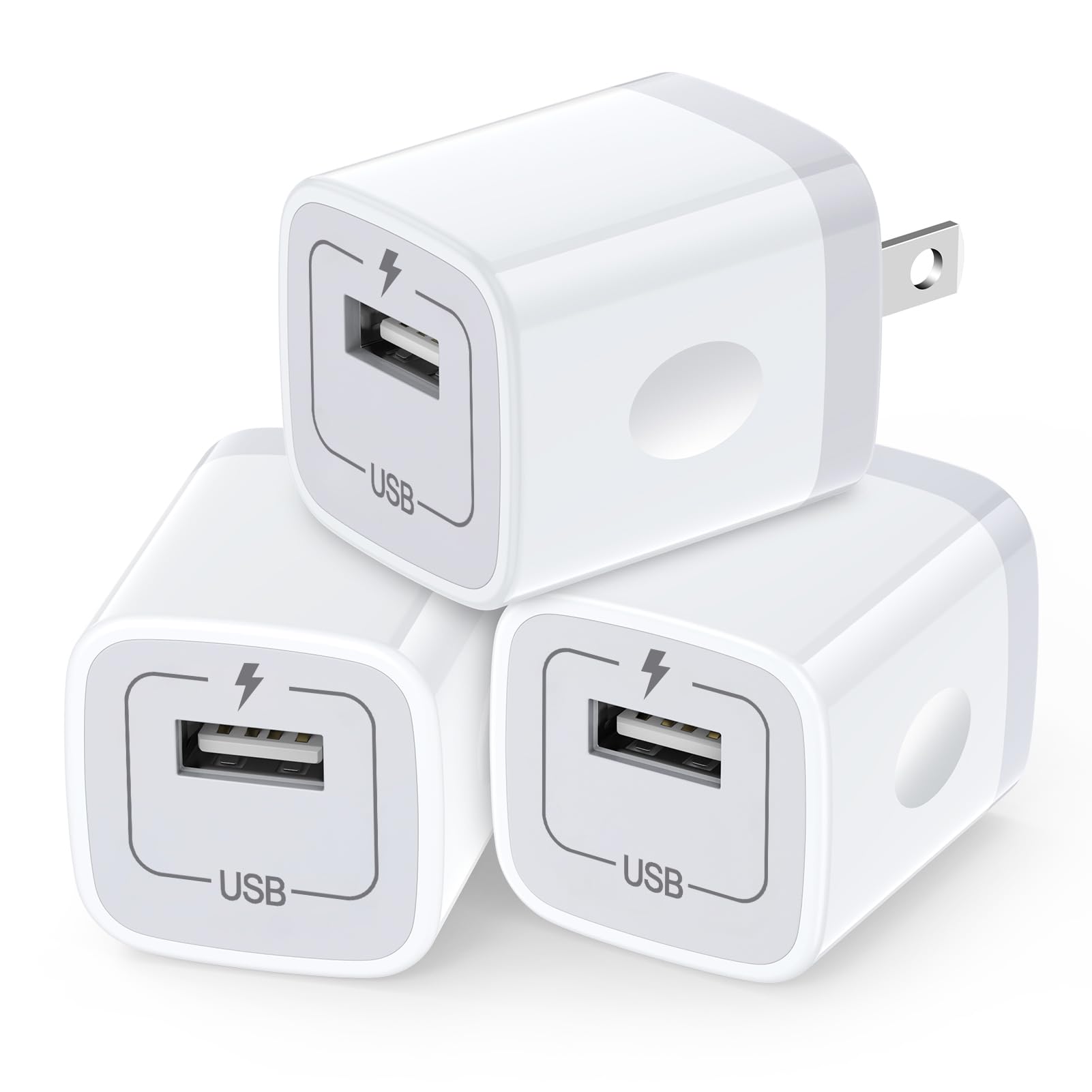 Usb Plug Wall Adapter For Iphone,1A/5V Single Port Phone Wall Charger Block Charging Cube Box Brick 3 Pack For Iphone 15 Pro Max