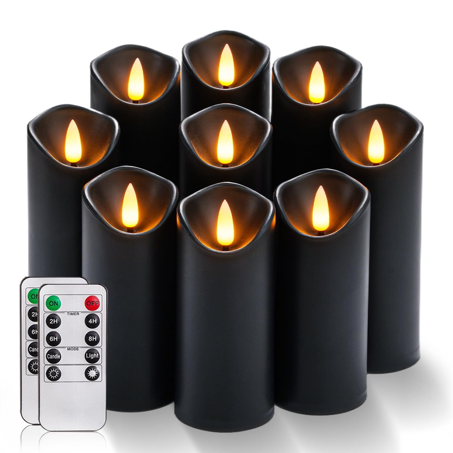Homemory Black Flameless Candles, Halloween Candles, Battery Operated Candles, Led Pillar Candles With Remote Control And Timers