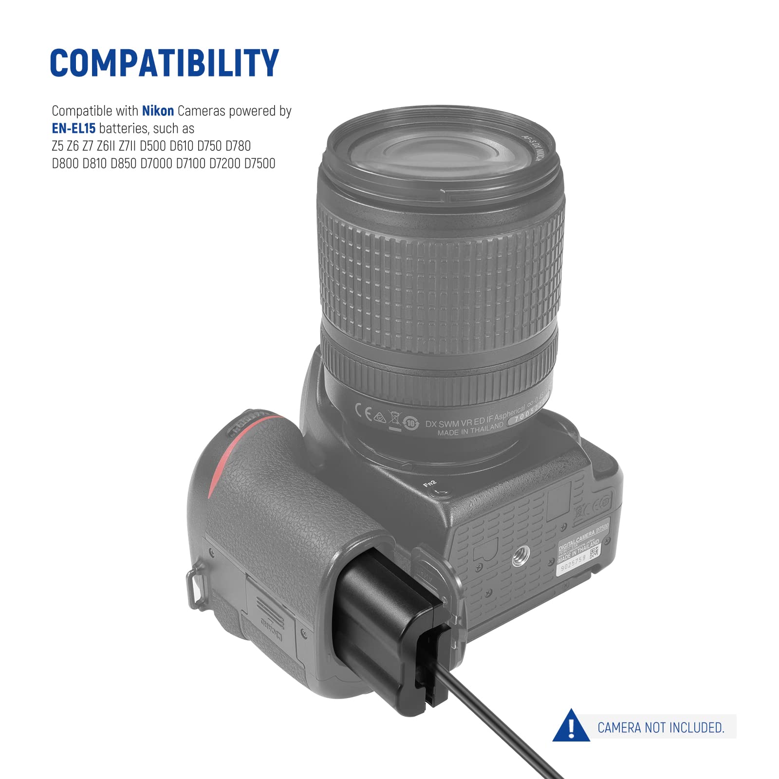 Neewer Dummy Battery With Ac/Dc Coupler Power Adapter Replacement For Ep 5B/En El15, Power Supply Compatible With Nikon Z5 Z6 Z7