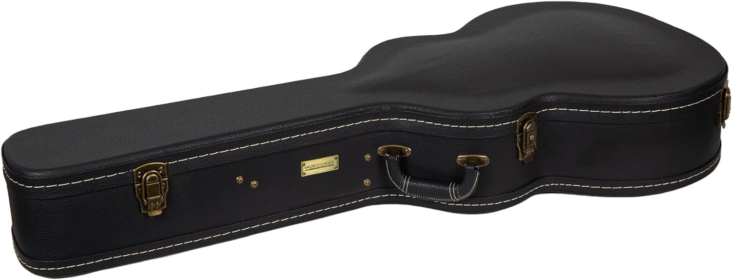 Crossrock Electric Guitar Case Fits 16 Lower Bout Hollow-Body Archtop Guitars-Vintage Hardware, Sponge Lining, Metal Feet, Stora