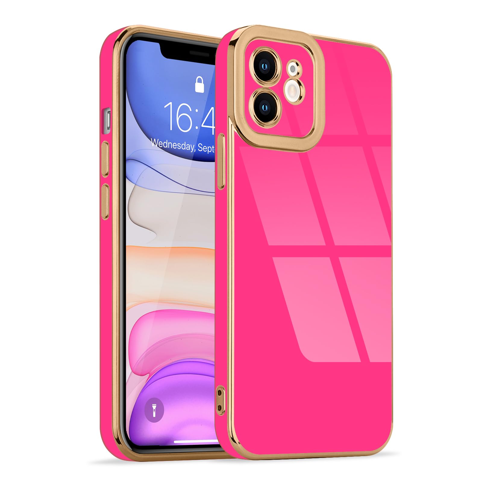 Lafunda For Iphone 11 Case Cute, Luxury Golden Edge Electroplated Case For Women Girls Soft Silicone Tpu Bumper Cover Full Camer