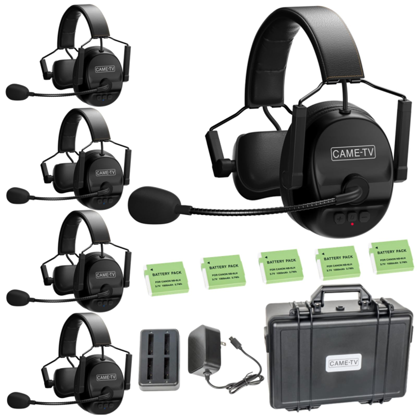 Came Tv Kuminik8 Wireless Intercom Headsets Full Duplex 5 Person 1500Ft Team Communication With Noise Cancellation Hardcase Sing