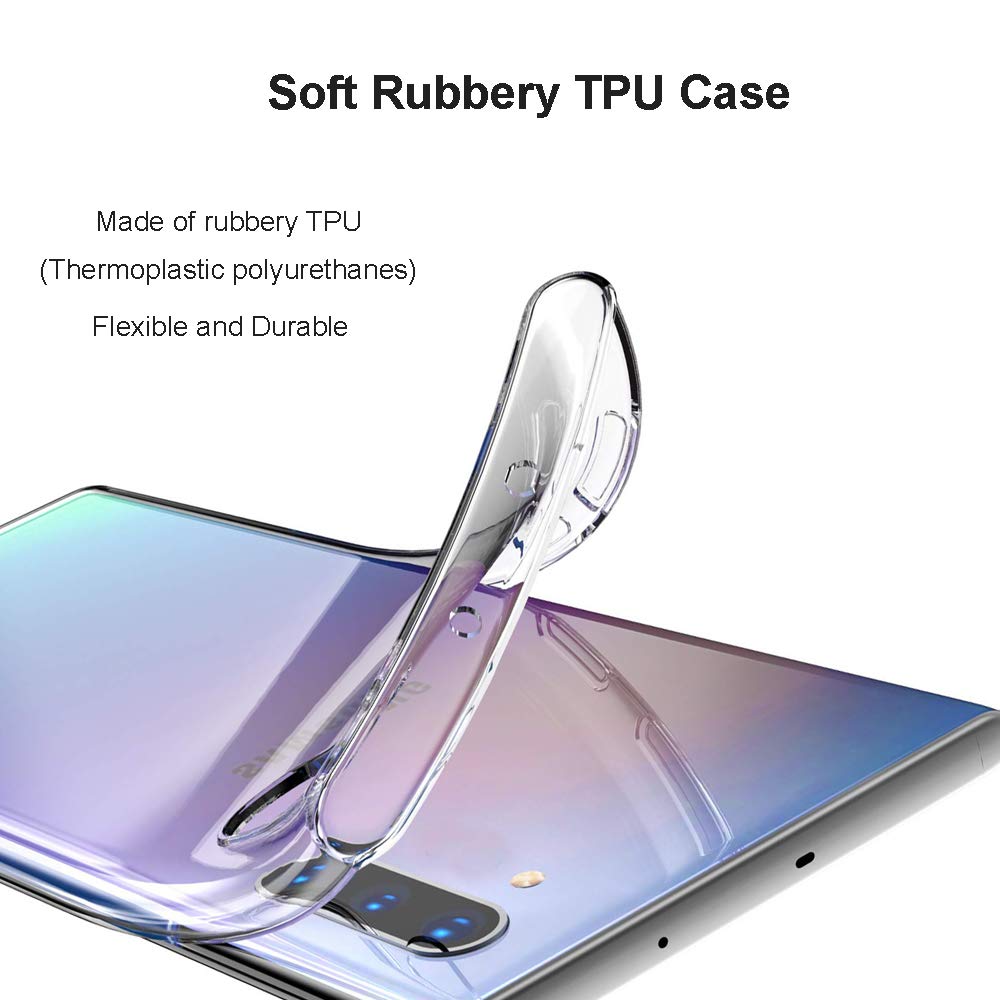 Unov Case For Galaxy Note 10 Case Clear With Design Soft Tpu Shock Absorption Slim Embossed Pattern Protective 6.3 Inch (Flower