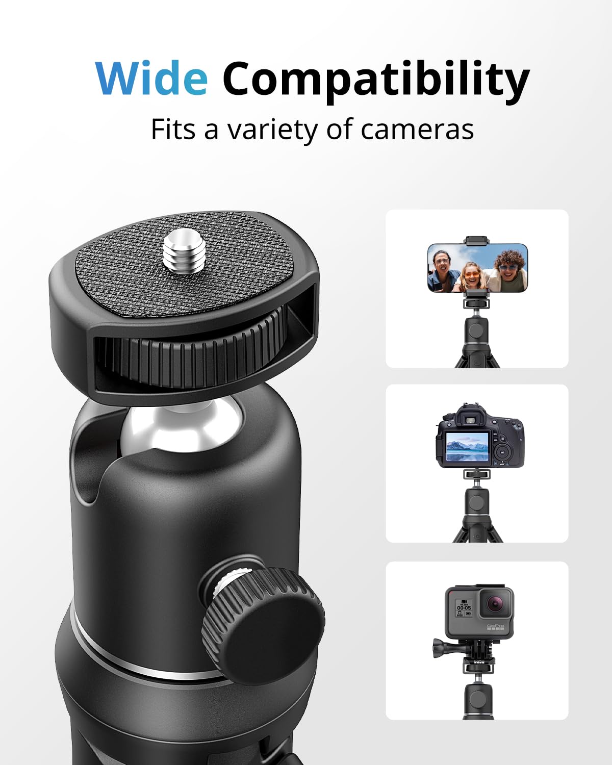 Ubeesize Camera Tripod With Remote, Flexible Tripod Stand With Phone Holder And Action Camera Mount Adapter For Iphone Samsung C