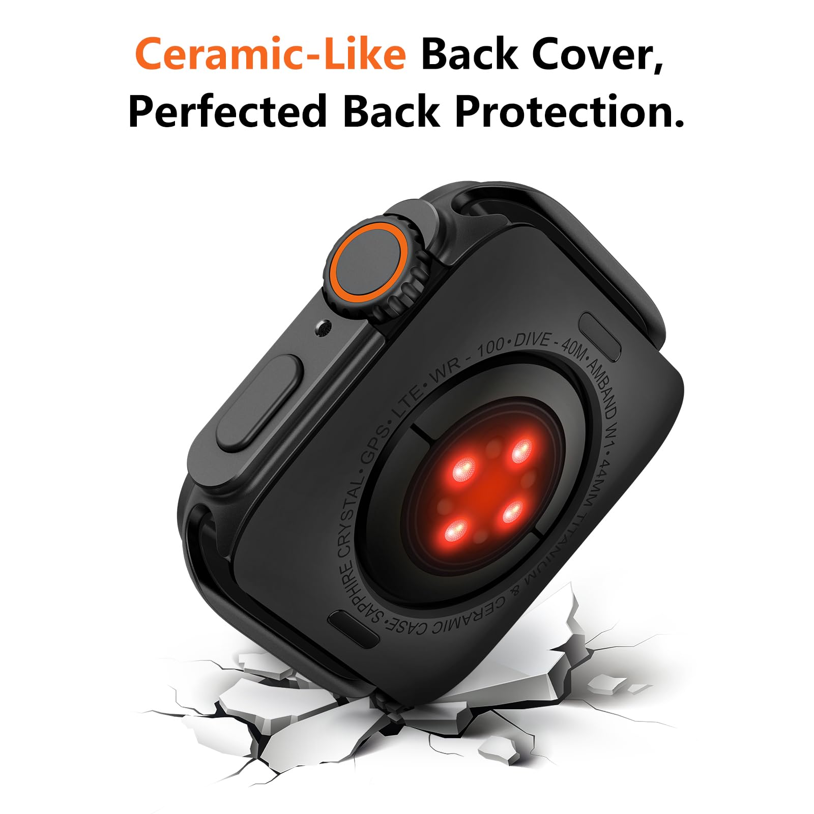 Amband 3 In 1 Metal Case Compatible With Apple Watch Series Se/Se2 6/5/4 44Mm, W1 Protector Rugged Bumper With Watch Crown + Wat