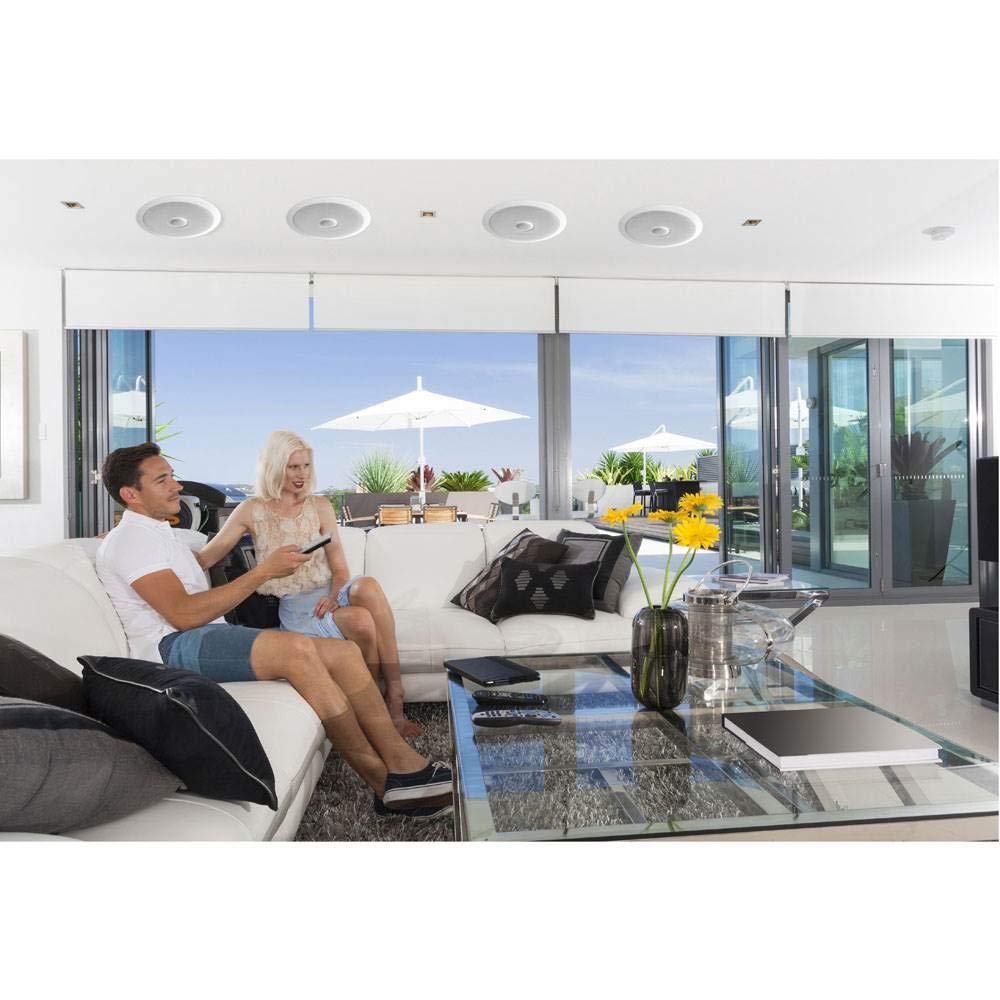 Pyle 6.5 In-Wall/In-Ceiling Midbass Speakers (Pair) - 2-Way Woofer Speaker System Directable 1    Titanium Dome Tweeter Flush