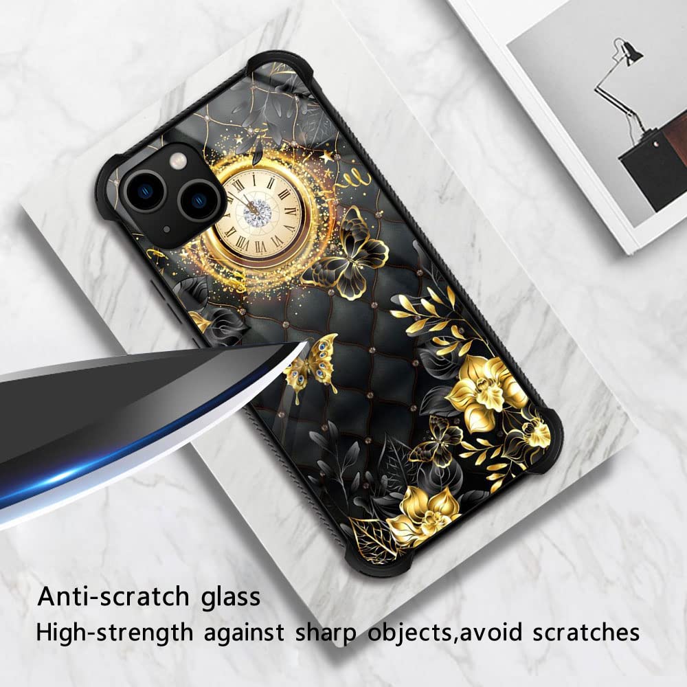 Zhegailian Case Compatible With Iphone 13,Clock Butterfly Case For Iphone 13 For Girls Women,Pattern Design Anti Scratch Organic