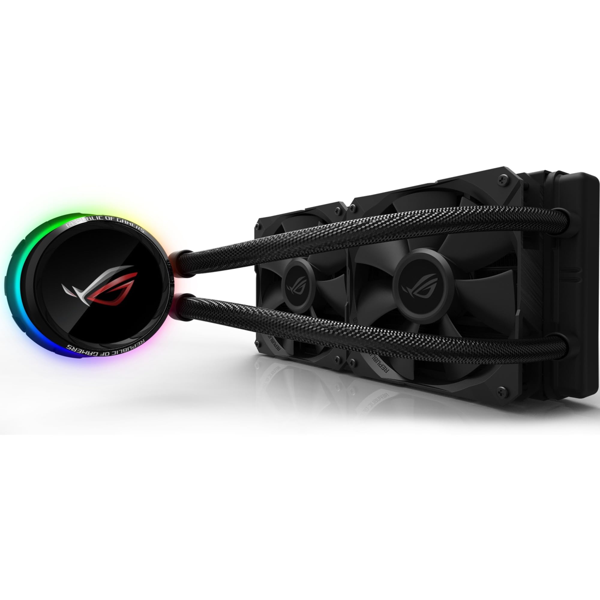 Asus ROG RYUO 240 RGB AIO Liquid CPU Cooler 240mm Radiator Dual 120mm 4-Pin PWM Fan with OLED Panel & Fan Control 1.77