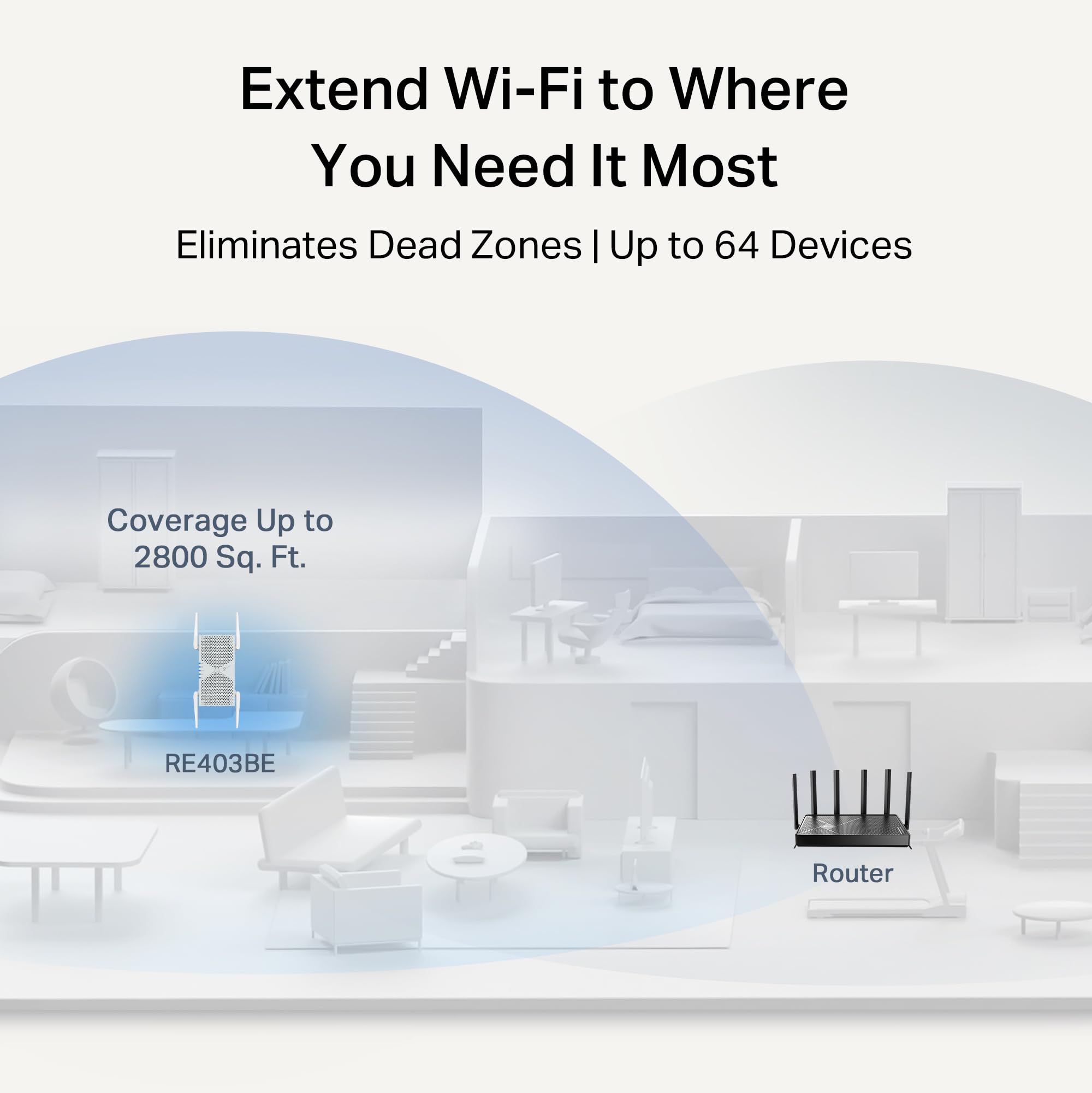 Tp-Link Be6300 Wi-Fi 7 Range Extender Re403Be W/ 2.5G Port | 6.3 Gbps Dual-Band Wireless Repeater | Internet Signal Booster For