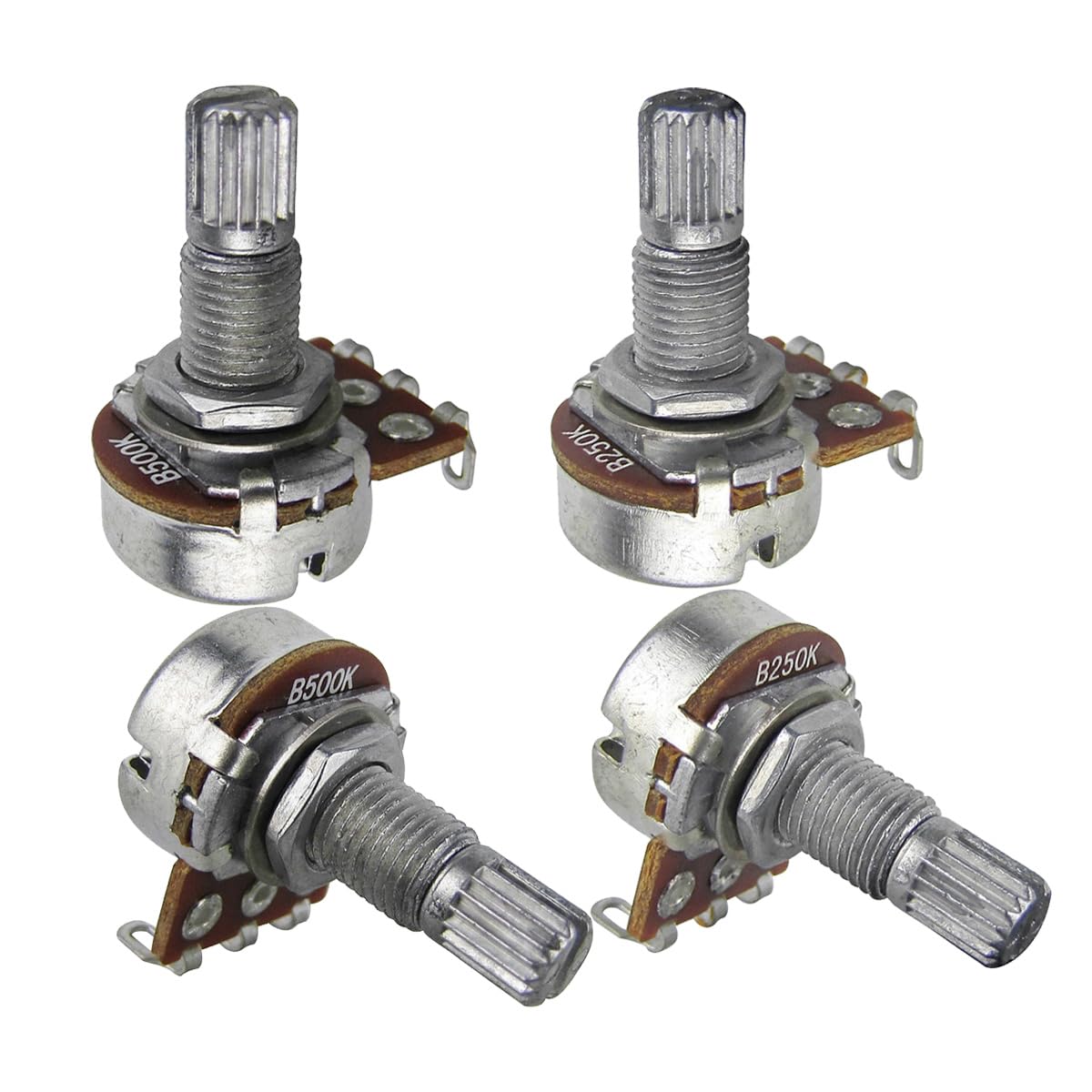 FLEOR 4pcs Small Size Guitar Pots 18mm Split Shaft B250K Potentiometers Linear Taper