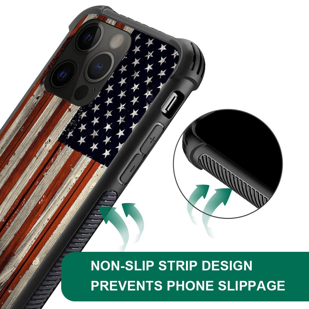 Iphone 14 Plus Case,Red Wood Usa Flag Iphone 14 Plus Cases For Men Boy,Drop Protection Cool Pattern With Soft Tpu Bumper Case Fo