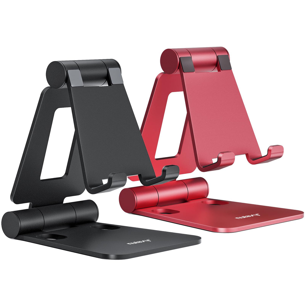 Nulaxy 2 Pack Dual Folding Cell Phone Stand, Fully Adjustable Foldable Desktop Phone Holder Cradle Dock Compatible With Phone 16