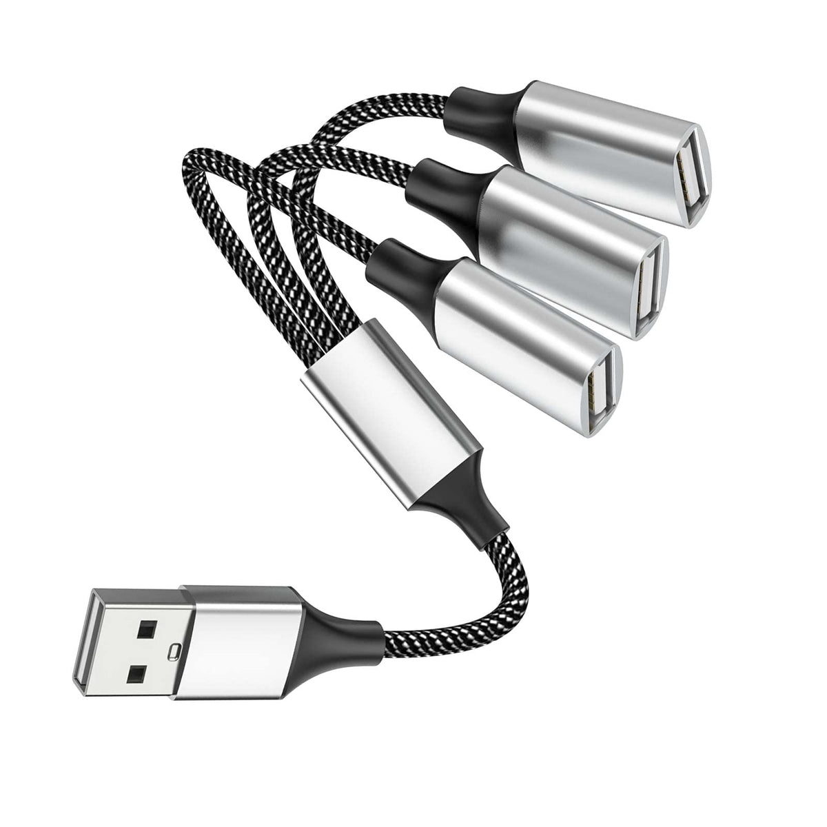 Fidioto Usb Splitter Y Cable,Usb 1 Male To 3 Female Extension Cord Connector,Dual Double Usb Port Extender Hub,Data&Charger Powe