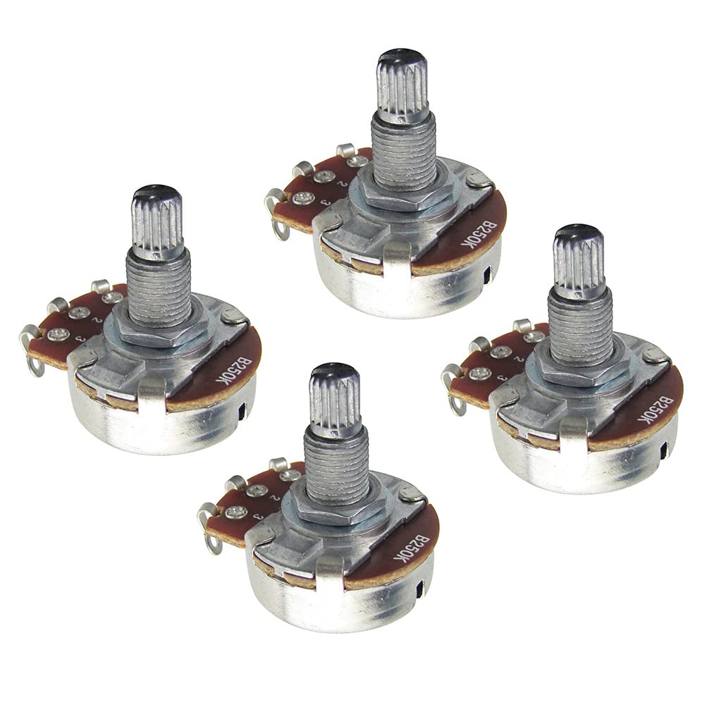 Fleor 2Pcs Full Size Guitar Tone Pot 18Mm Shaft Linear Taper Guitar Potentiometer B250K