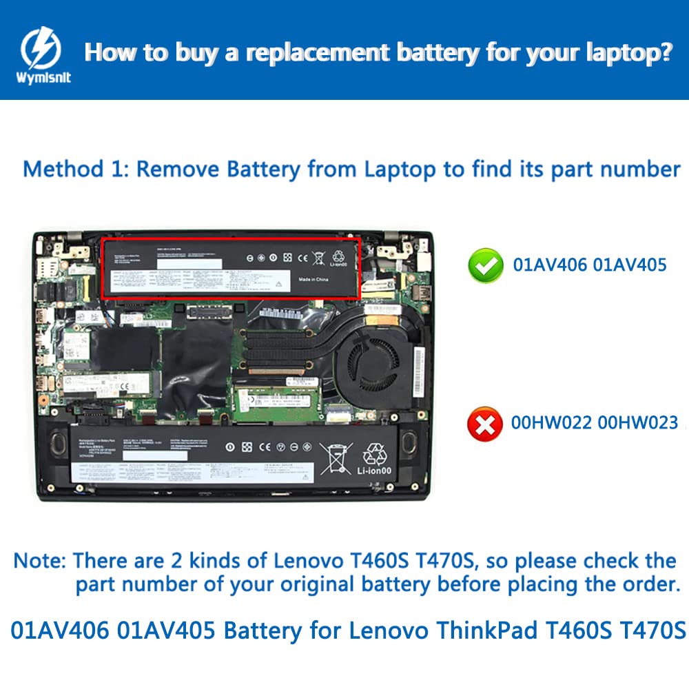 Wymisnit 01Av406 Laptop Battery Replacement For Lenovo Thinkpad T460S T470S Series Notebook Internal 01Av405 00Hw025 Sb10J79003