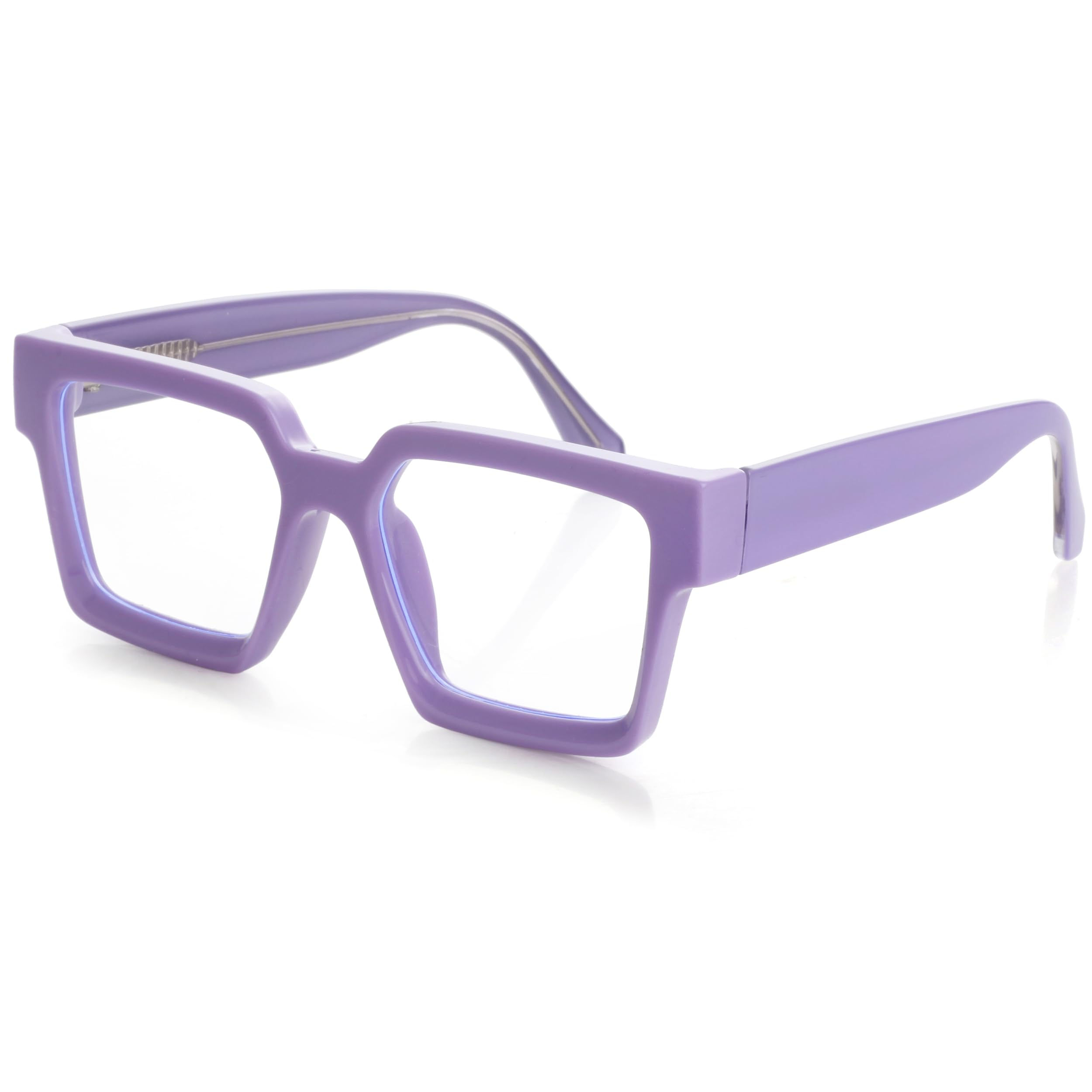 Kursan Square Clear Lens Glasses for Women Men Retro Oversized Thick Frame Eyeglasses (Purple)