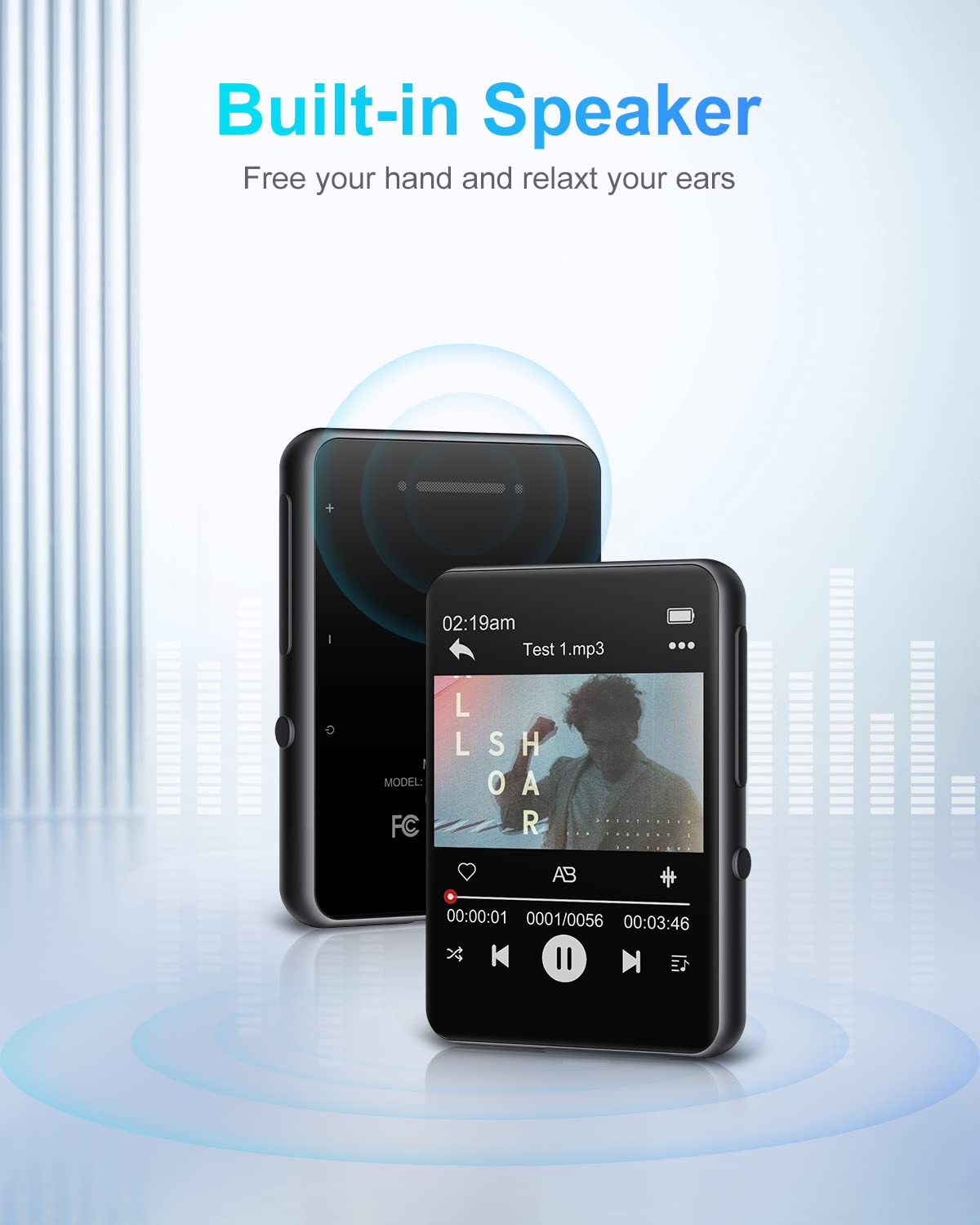 64Gb Mp3 Player With Bluetooth, Full Touch 2.4 Screen Mp3 And Mp4 Player Built In Hd Speaker, Fm Radio, Voice Recorder, Mini Des