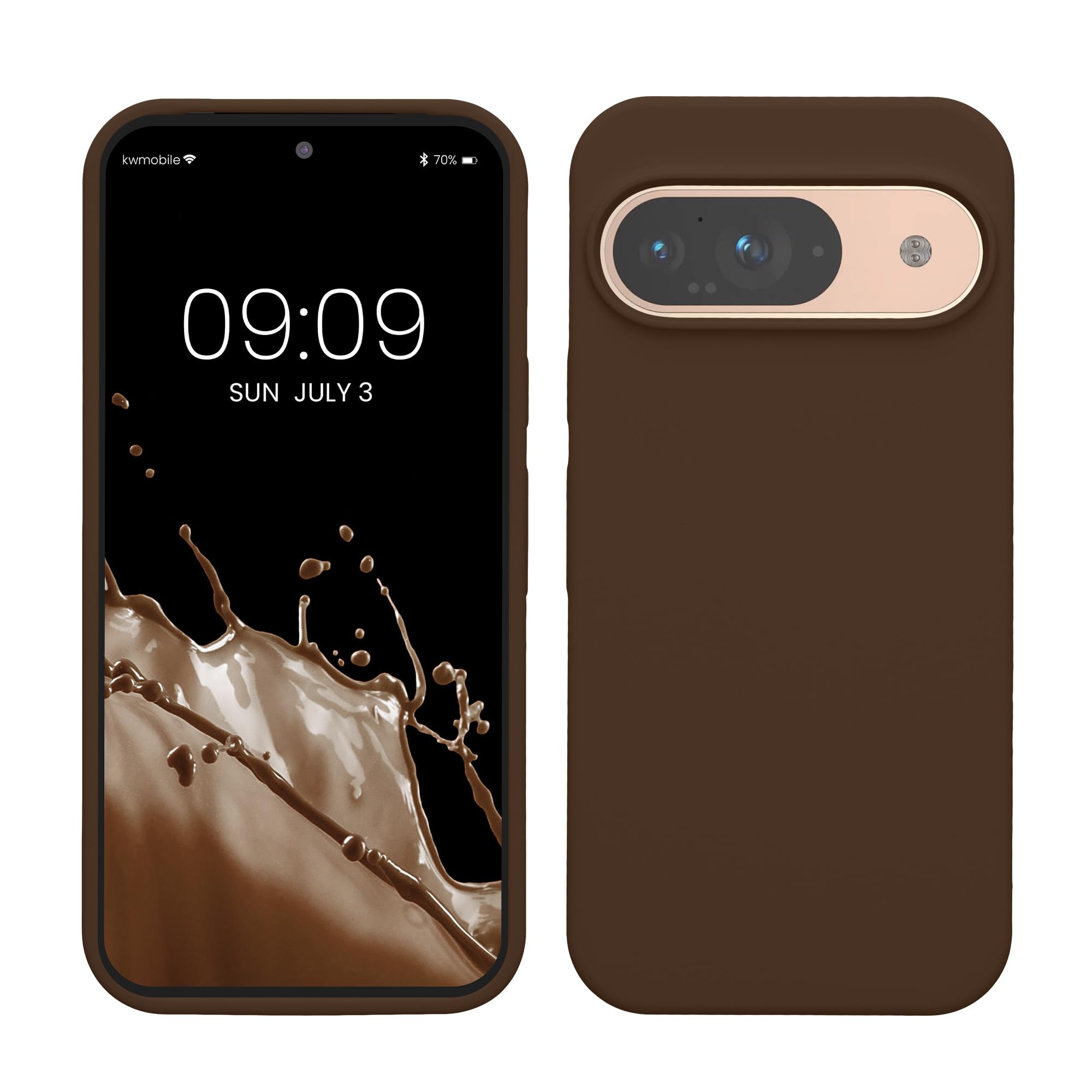kwmobile Case Compatible with Google Pixel 9 / Pixel 9 Pro Case - TPU Silicone Phone Cover with Soft Finish - Chocolate