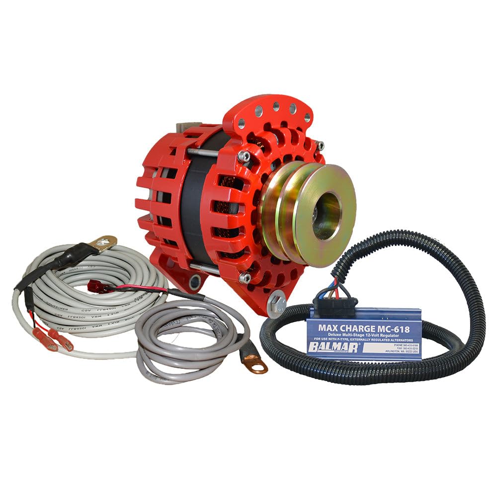 Balmar Alternator 3.15'' Dual Foot Saddle Dual V Pulley Regulator & Temp Sensor - 170A Kit - 12V,WBAUVB082QMV1MJ