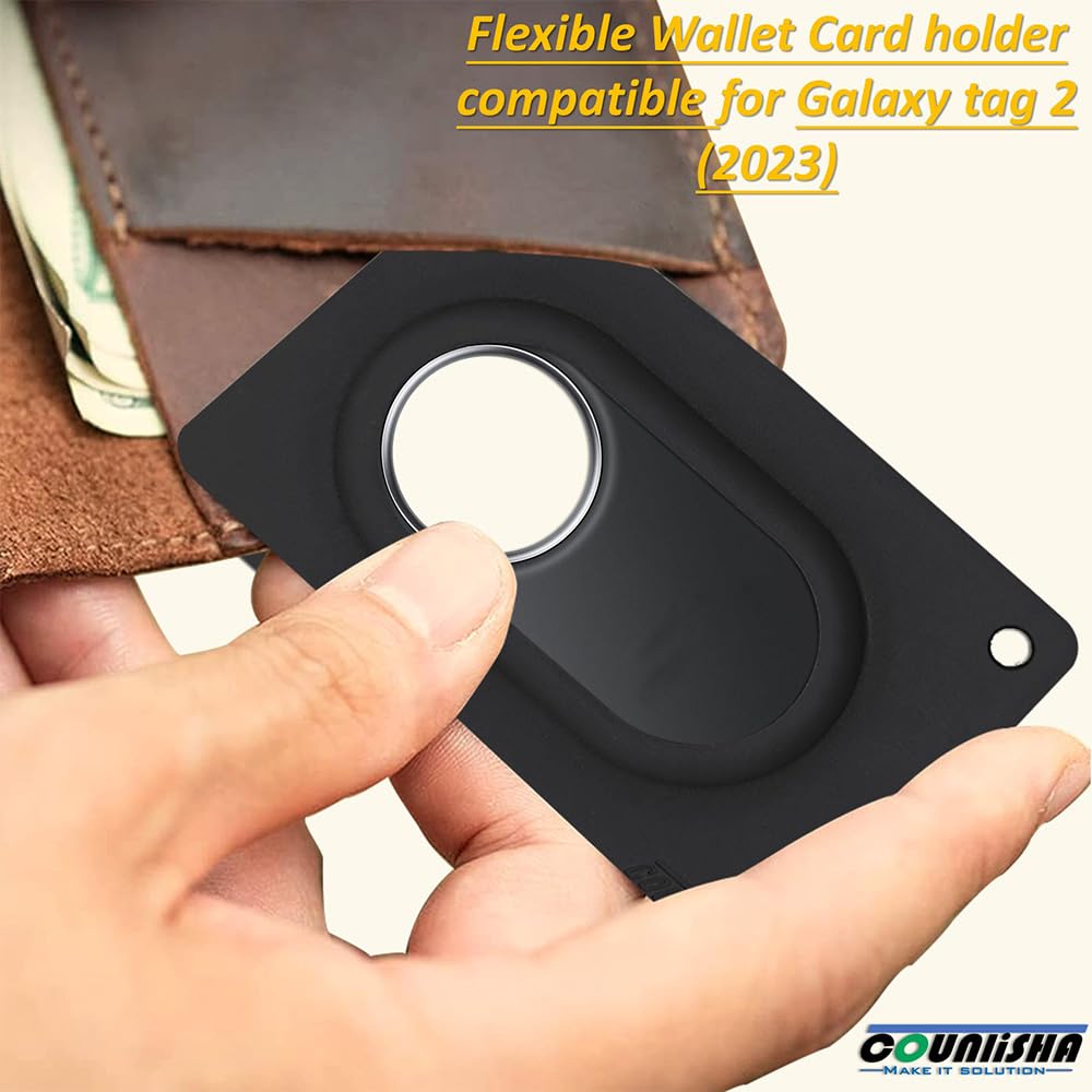 2 Pack Galaxy Tag2 Wallet Holder,Slim Flexible Thin Card Case Compatible For Galaxy Tag 2 (2023) Tracker For Purse,Clutch Bag,Handbag,Backpack Wallet (Black)