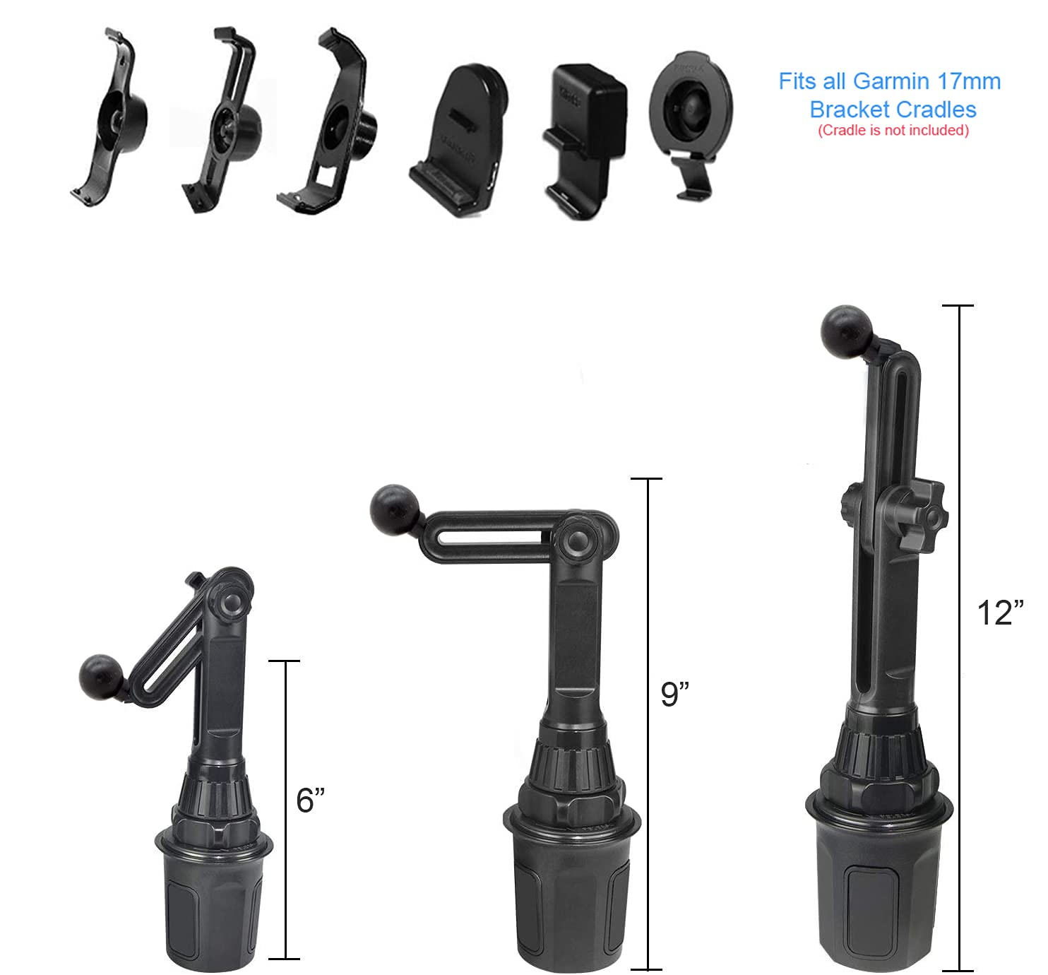 Chargercity Height Adjustable Car Cup Holder Mount For Garmin Drive Drivesmart 51 52 53 54 55 56 57 58 60 60Lm 60Lmt 61 61Lm 61L